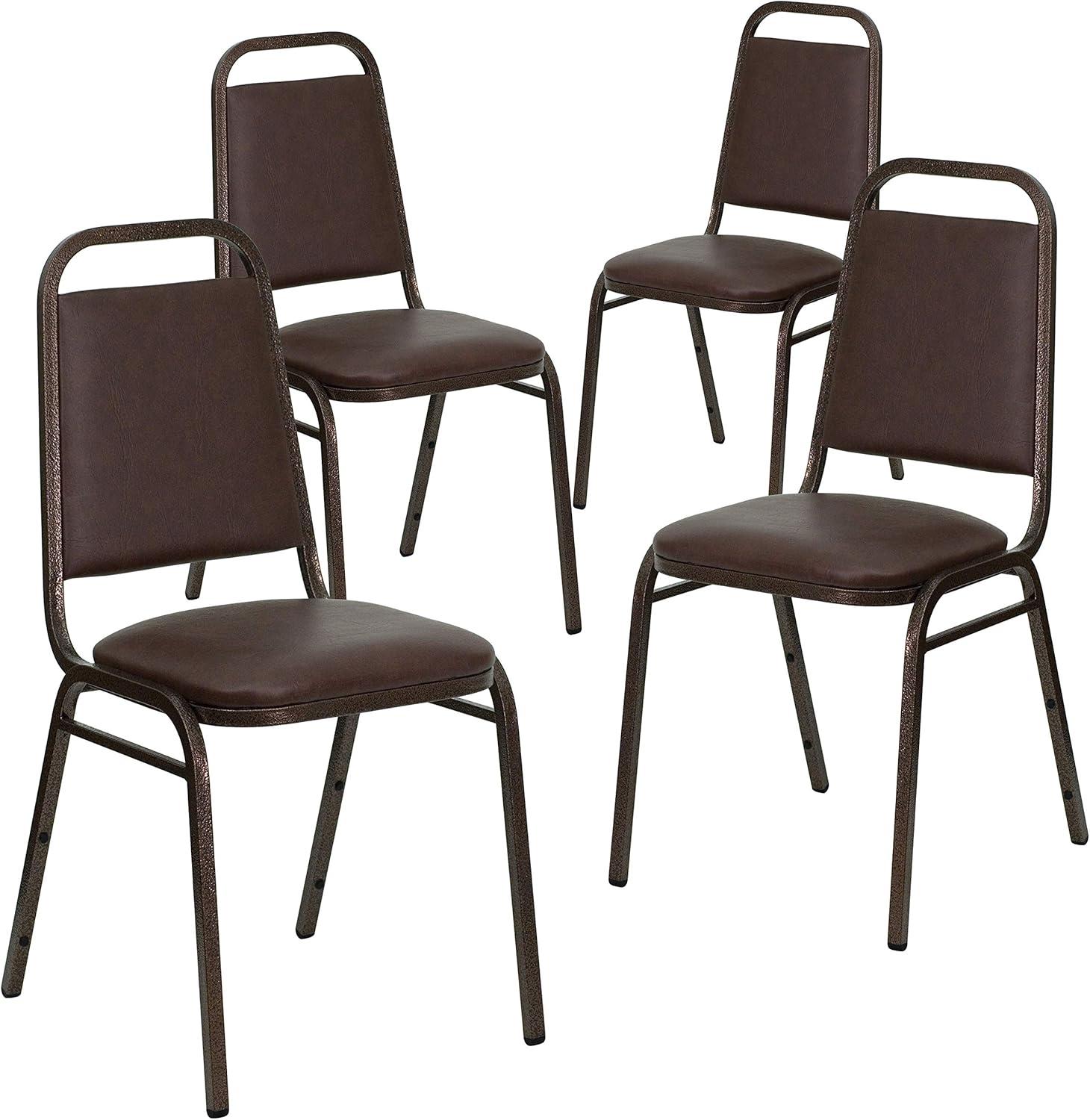 imageFlash Furniture HERCULES Series Trapezoidal Back Stacking Banquet Chair in Burgundy Vinyl Silver Vein FrameBrown VinylCopper Vein Frame