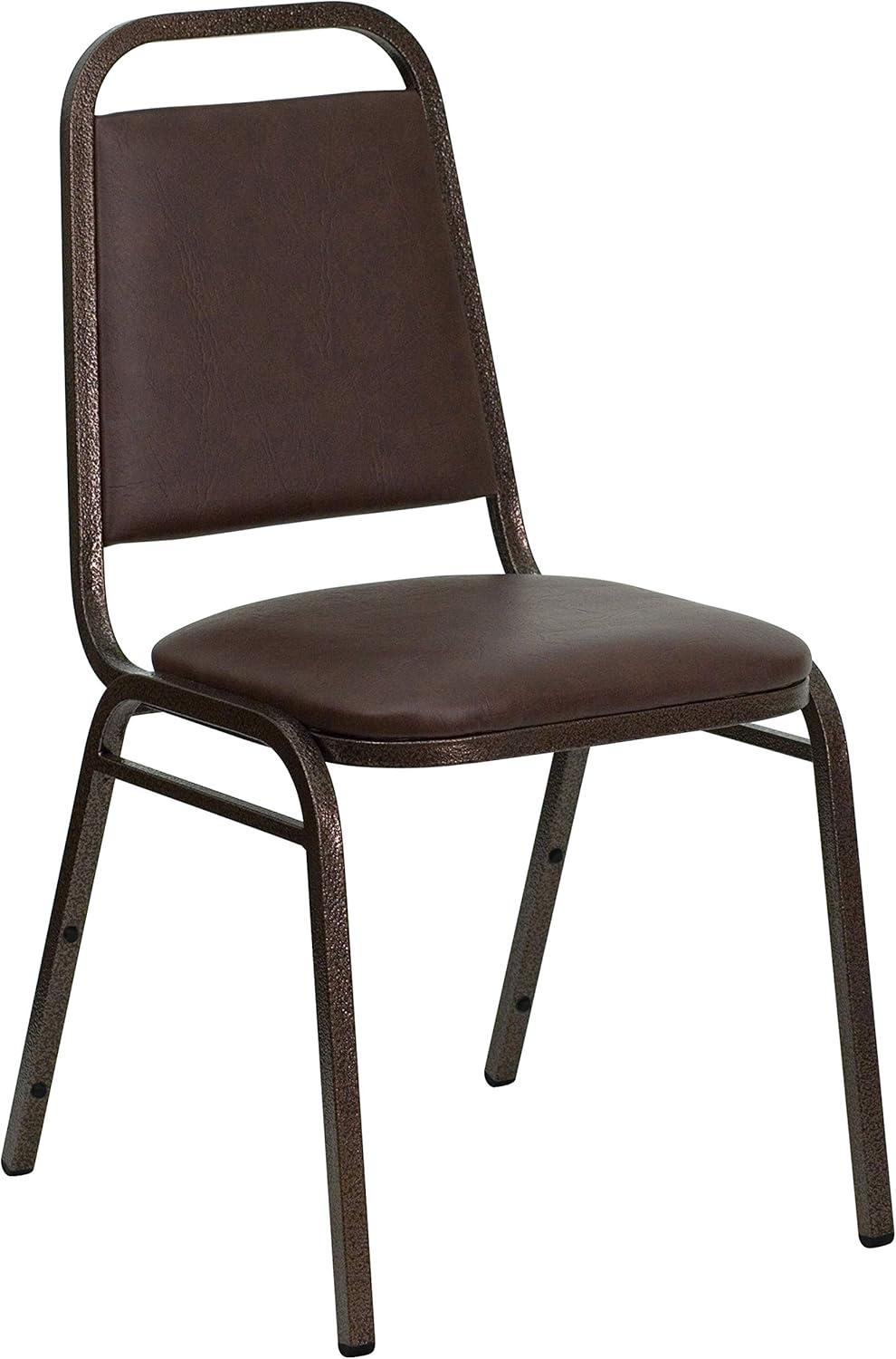 imageFlash Furniture HERCULES Series Trapezoidal Back Stacking Banquet Chair in Burgundy Vinyl Silver Vein FrameBrown VinylCopper Vein Frame