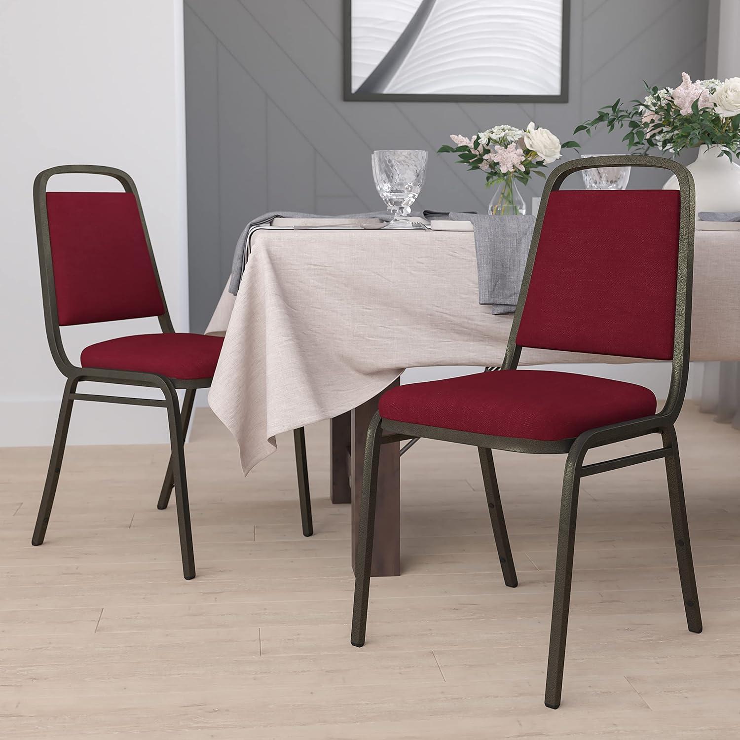 imageFlash Furniture HERCULES Series Trapezoidal Back Stacking Banquet Chair in Burgundy Vinyl Silver Vein FrameBurgundy FabricGold Vein Frame