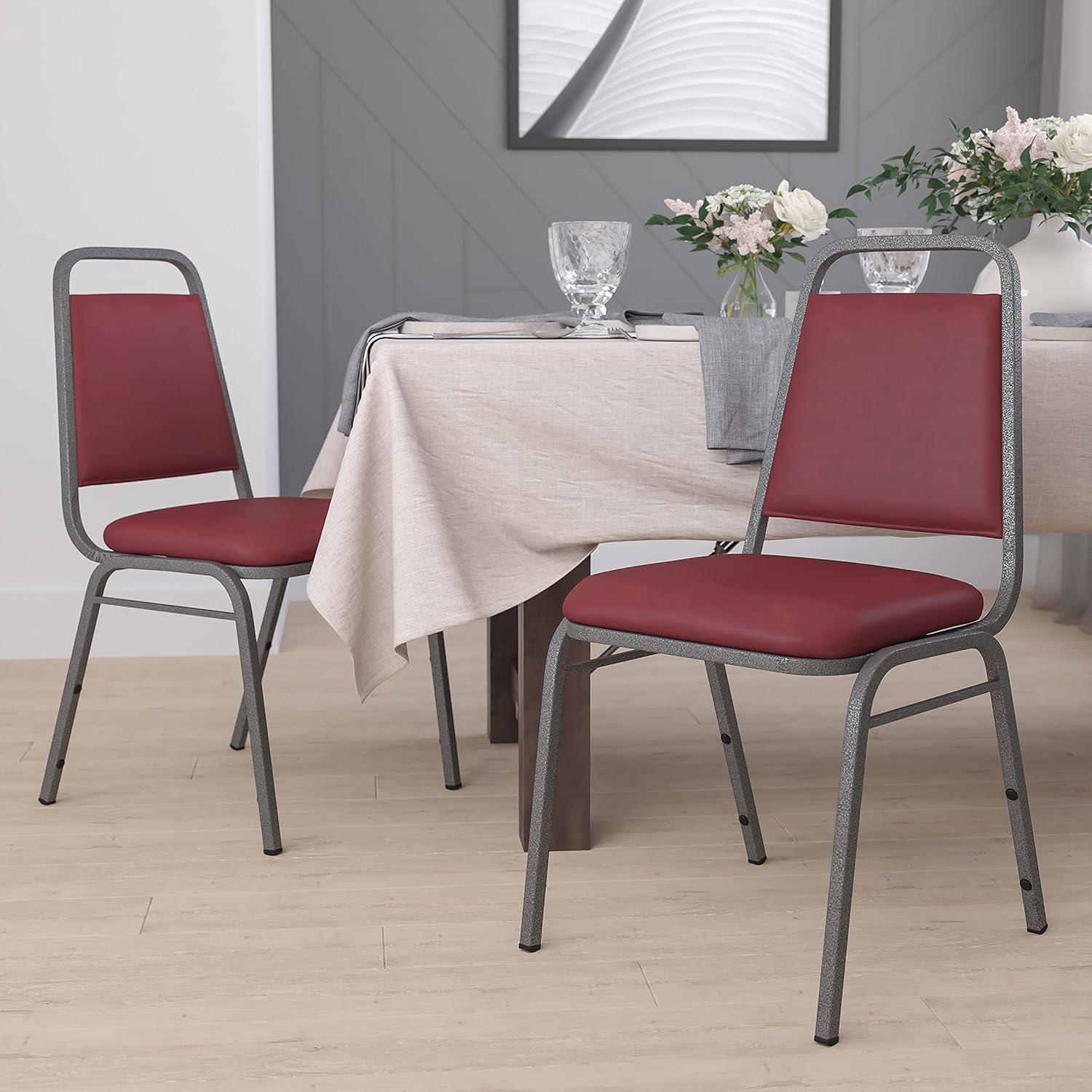 imageFlash Furniture HERCULES Series Trapezoidal Back Stacking Banquet Chair in Burgundy Vinyl Silver Vein FrameBurgundy VinylSilver Vein Frame