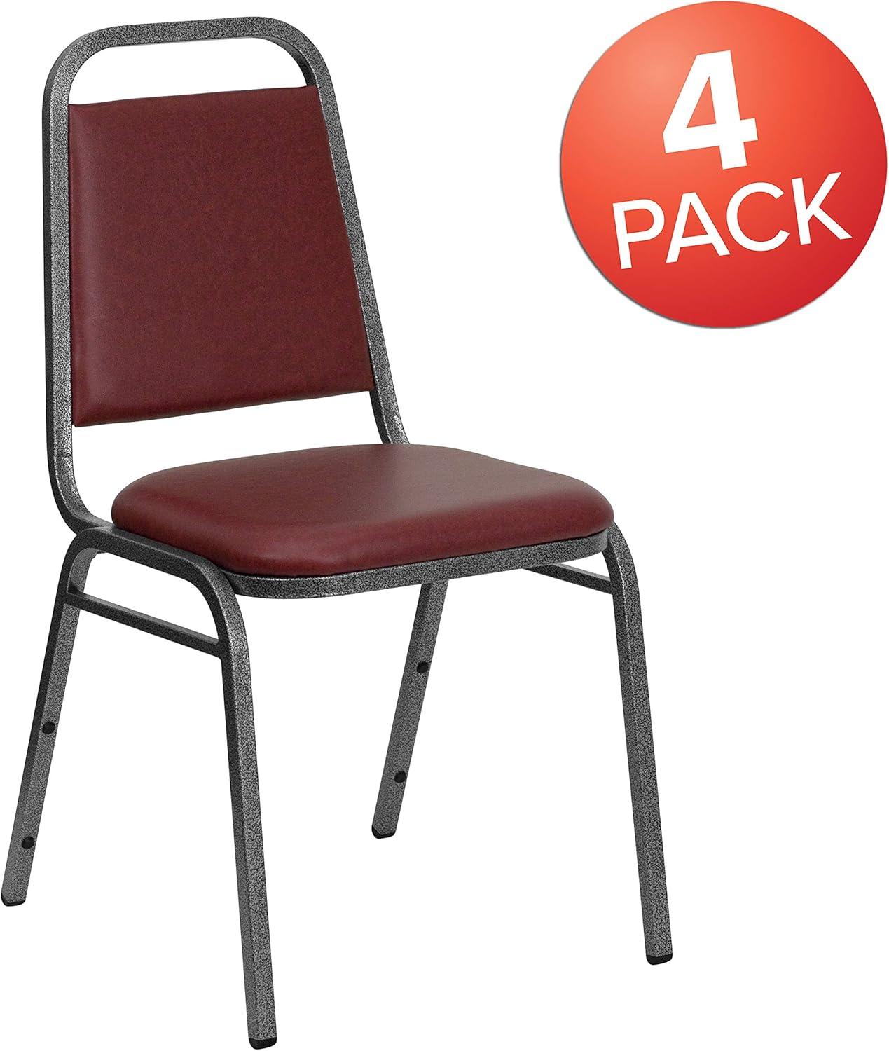 imageFlash Furniture HERCULES Series Trapezoidal Back Stacking Banquet Chair in Burgundy Vinyl Silver Vein FrameBurgundy VinylSilver Vein Frame