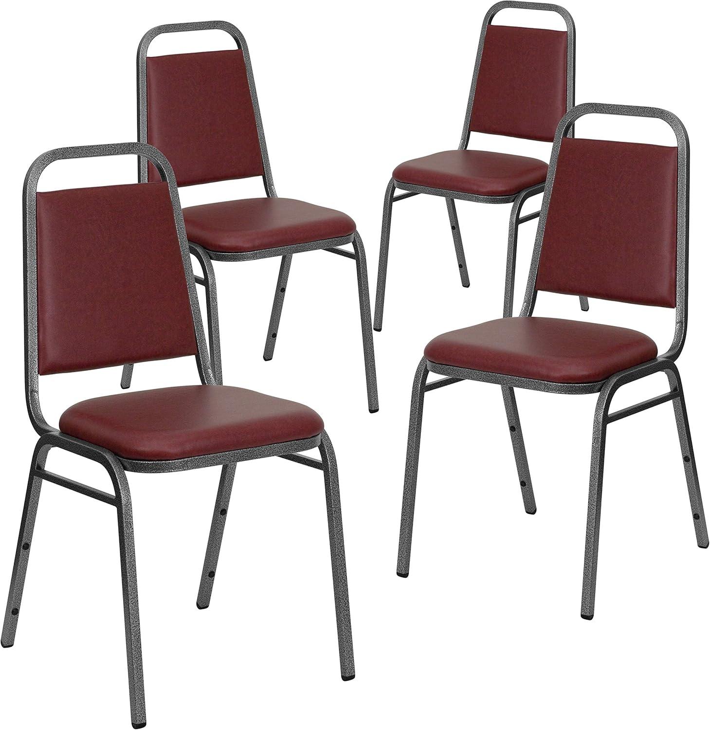 imageFlash Furniture HERCULES Series Trapezoidal Back Stacking Banquet Chair in Burgundy Vinyl Silver Vein FrameBurgundy VinylSilver Vein Frame