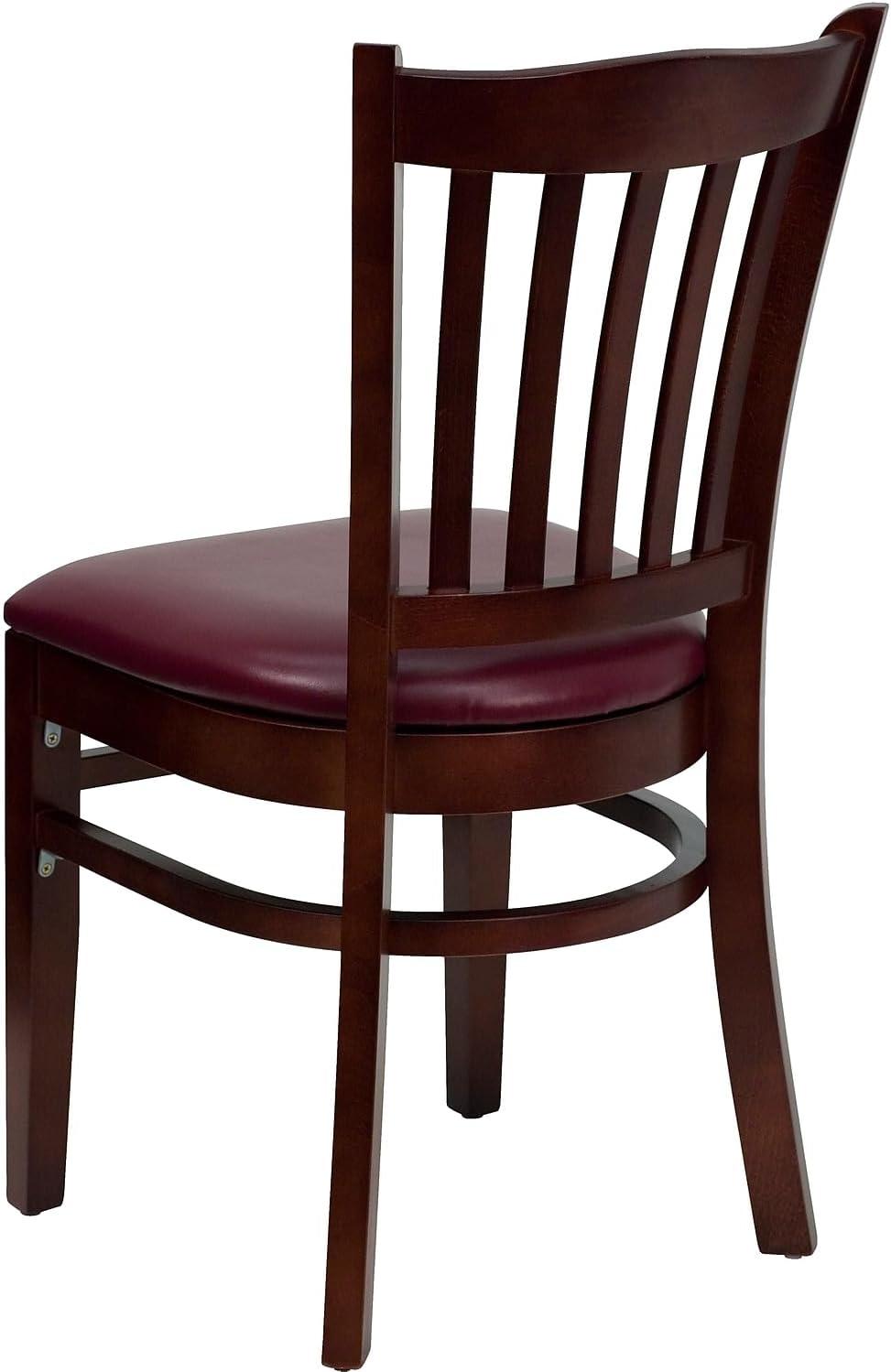imageFlash Furniture HERCULES Series Vertical Slat Back Walnut Wood Restaurant ChairBurgundy Vinyl SeatMahogany Wood Frame