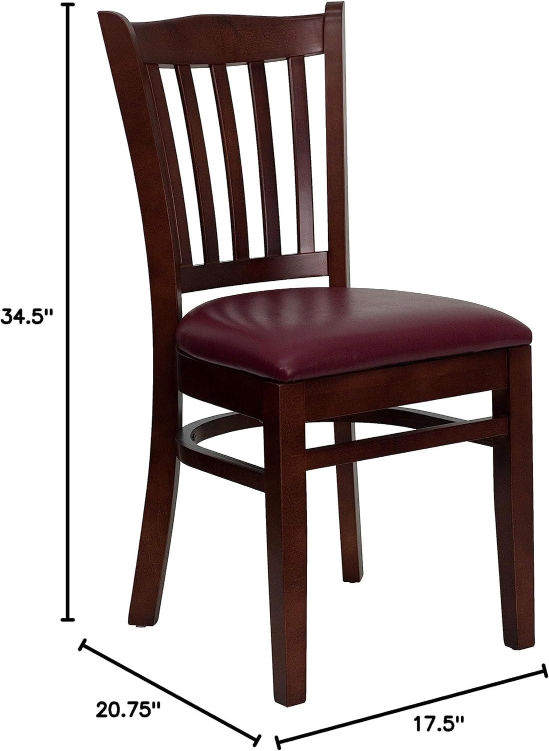 imageFlash Furniture HERCULES Series Vertical Slat Back Walnut Wood Restaurant ChairBurgundy Vinyl SeatMahogany Wood Frame