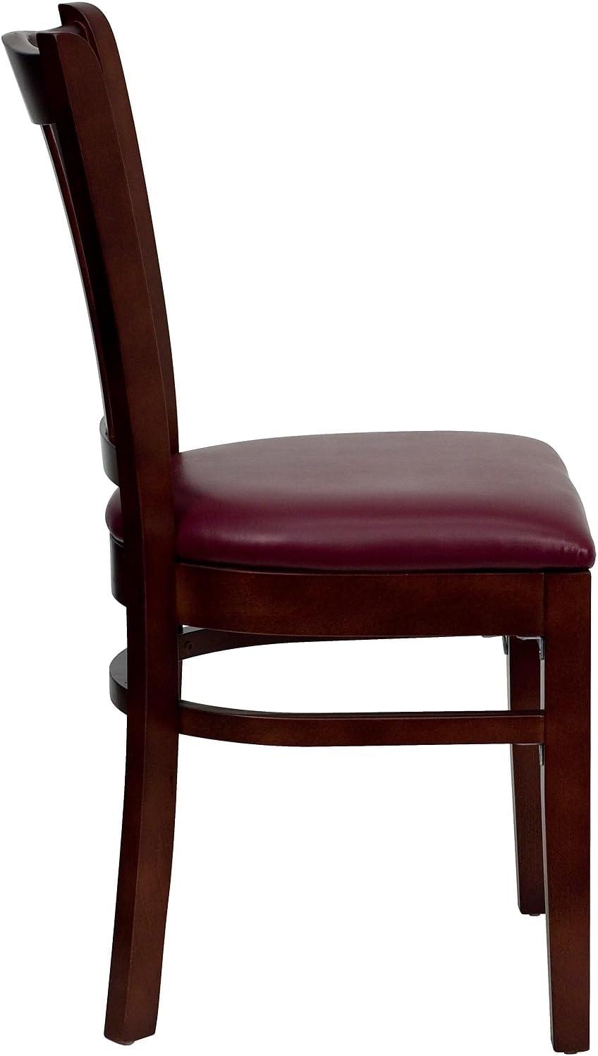 imageFlash Furniture HERCULES Series Vertical Slat Back Walnut Wood Restaurant ChairBurgundy Vinyl SeatMahogany Wood Frame