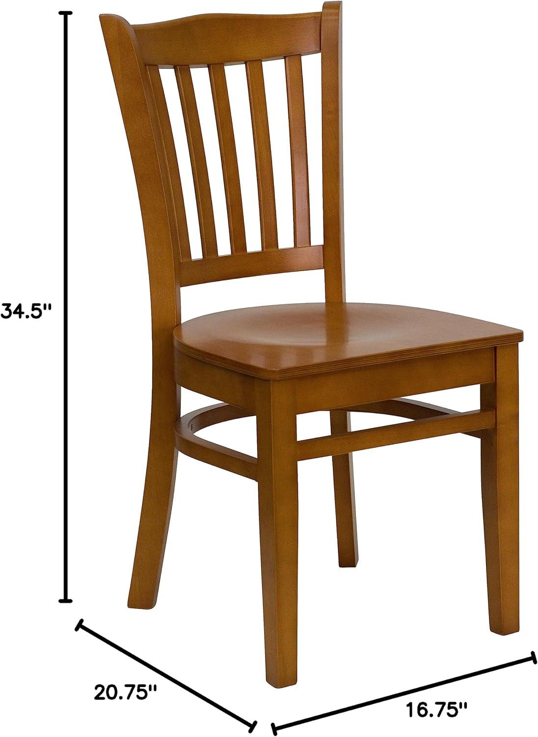 imageFlash Furniture HERCULES Series Vertical Slat Back Walnut Wood Restaurant ChairCherry Wood SeatCherry Wood Frame
