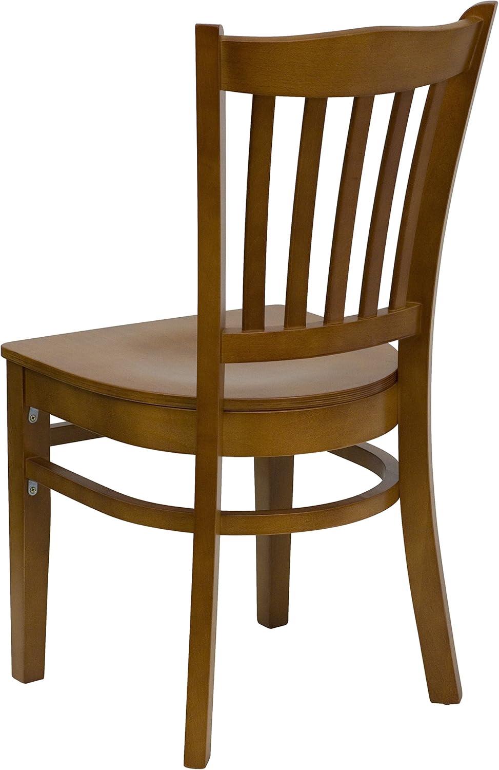 imageFlash Furniture HERCULES Series Vertical Slat Back Walnut Wood Restaurant ChairCherry Wood SeatCherry Wood Frame