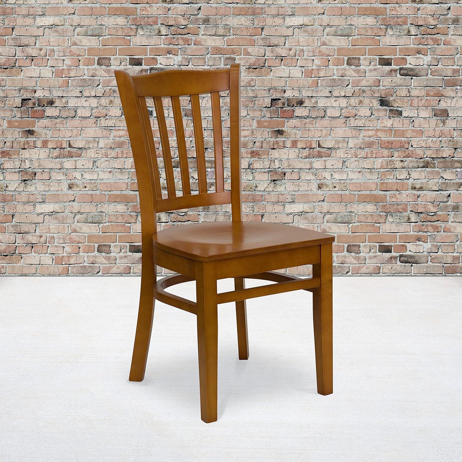 imageFlash Furniture HERCULES Series Vertical Slat Back Walnut Wood Restaurant ChairCherry Wood SeatCherry Wood Frame