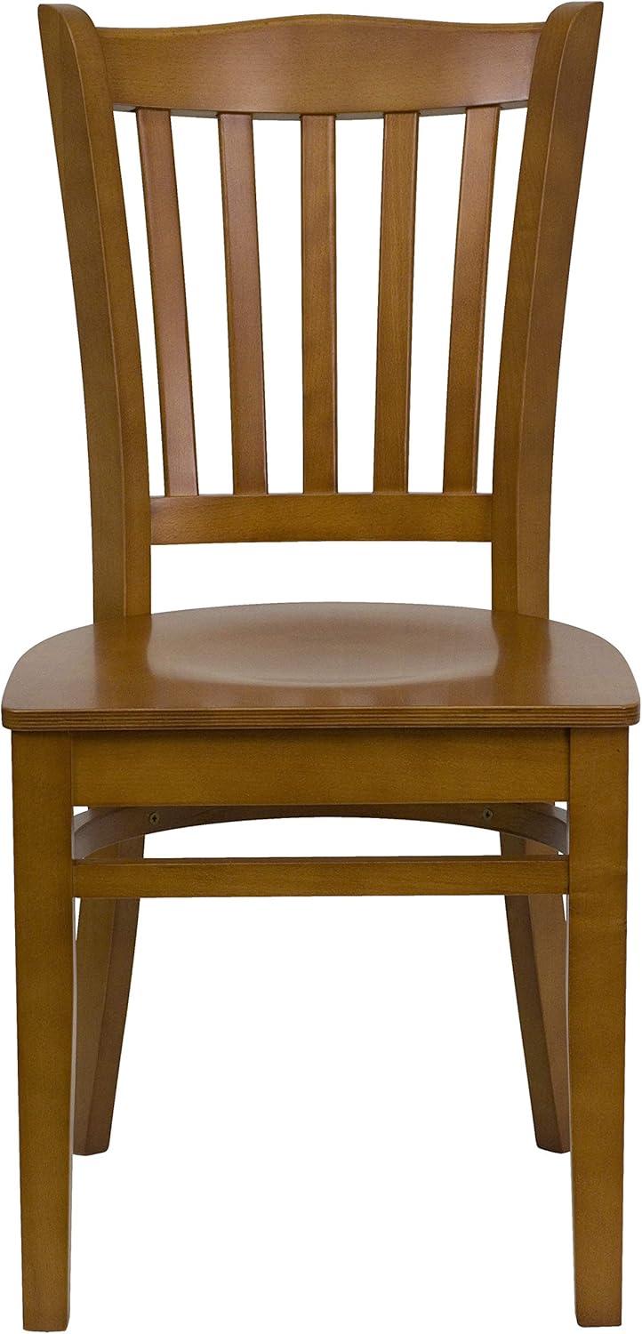 imageFlash Furniture HERCULES Series Vertical Slat Back Walnut Wood Restaurant ChairCherry Wood SeatCherry Wood Frame