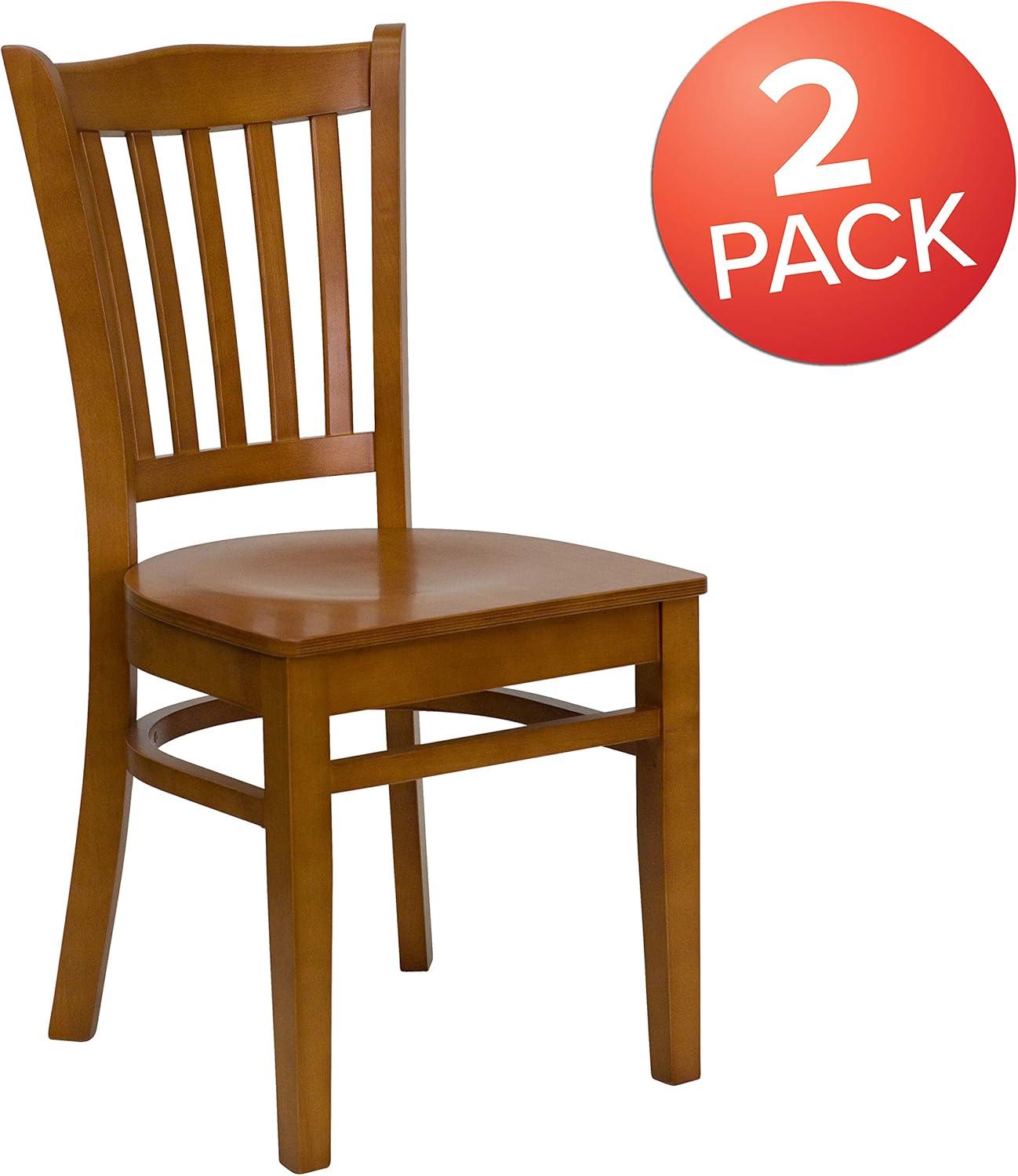 imageFlash Furniture HERCULES Series Vertical Slat Back Walnut Wood Restaurant ChairCherry Wood SeatCherry Wood Frame