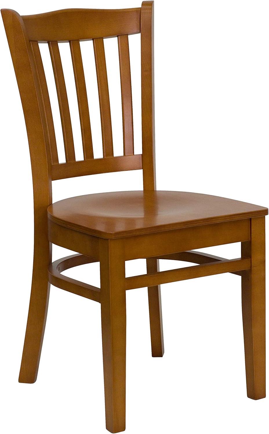 imageFlash Furniture HERCULES Series Vertical Slat Back Walnut Wood Restaurant ChairCherry Wood SeatCherry Wood Frame