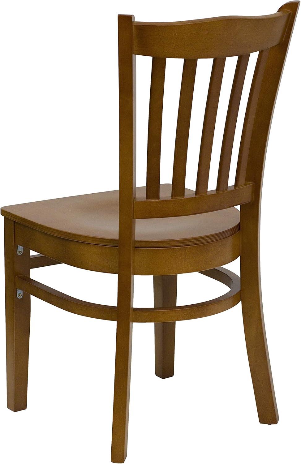 imageFlash Furniture HERCULES Series Vertical Slat Back Walnut Wood Restaurant ChairCherry Wood SeatCherry Wood Frame