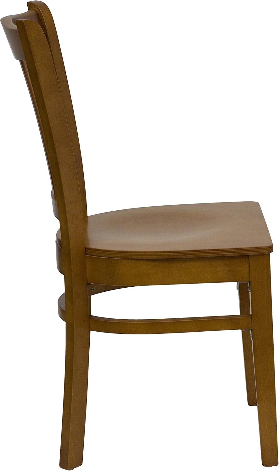 imageFlash Furniture HERCULES Series Vertical Slat Back Walnut Wood Restaurant ChairCherry Wood SeatCherry Wood Frame