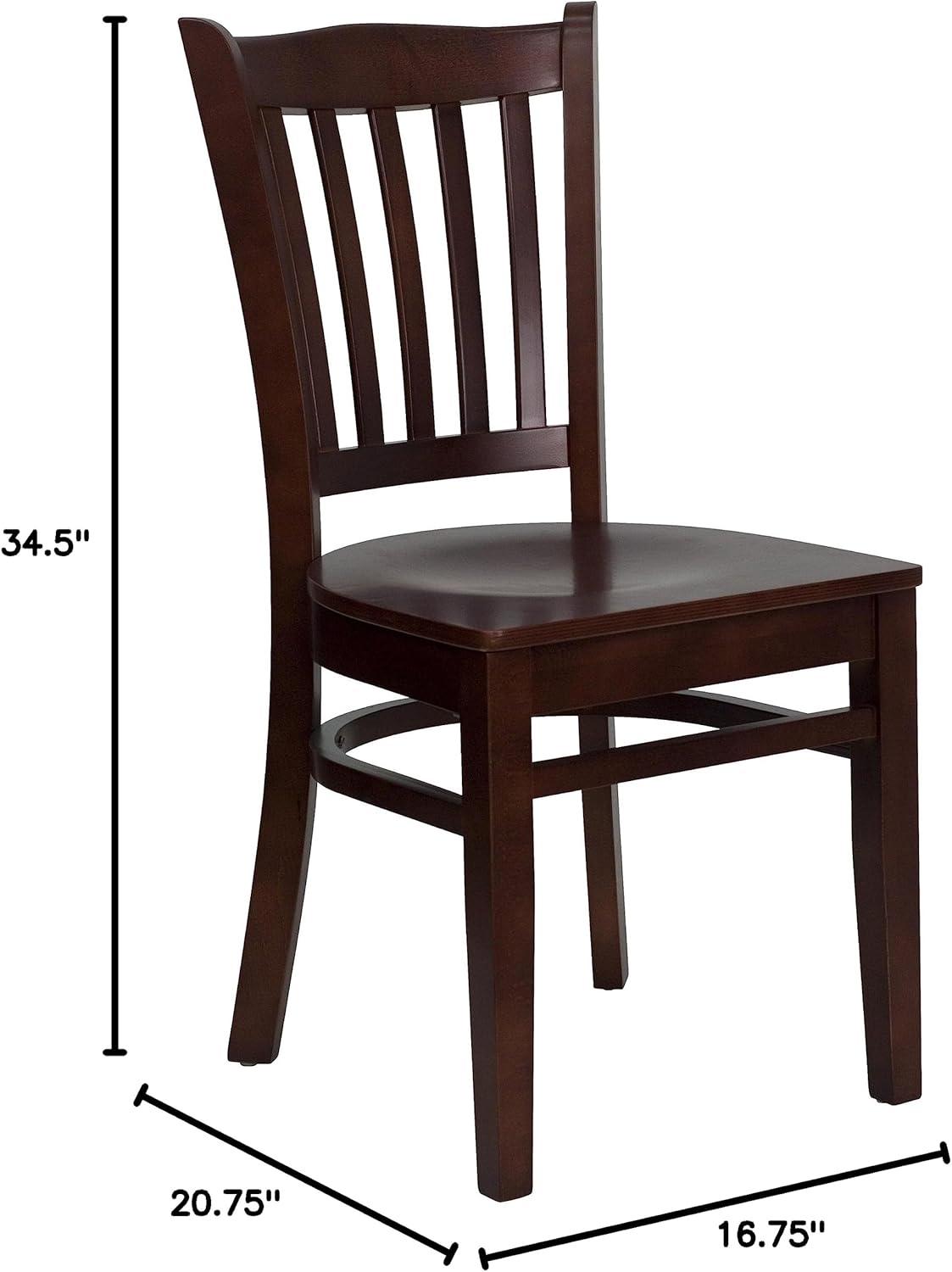 imageFlash Furniture HERCULES Series Vertical Slat Back Walnut Wood Restaurant ChairMahogany Wood SeatMahogany Wood Frame