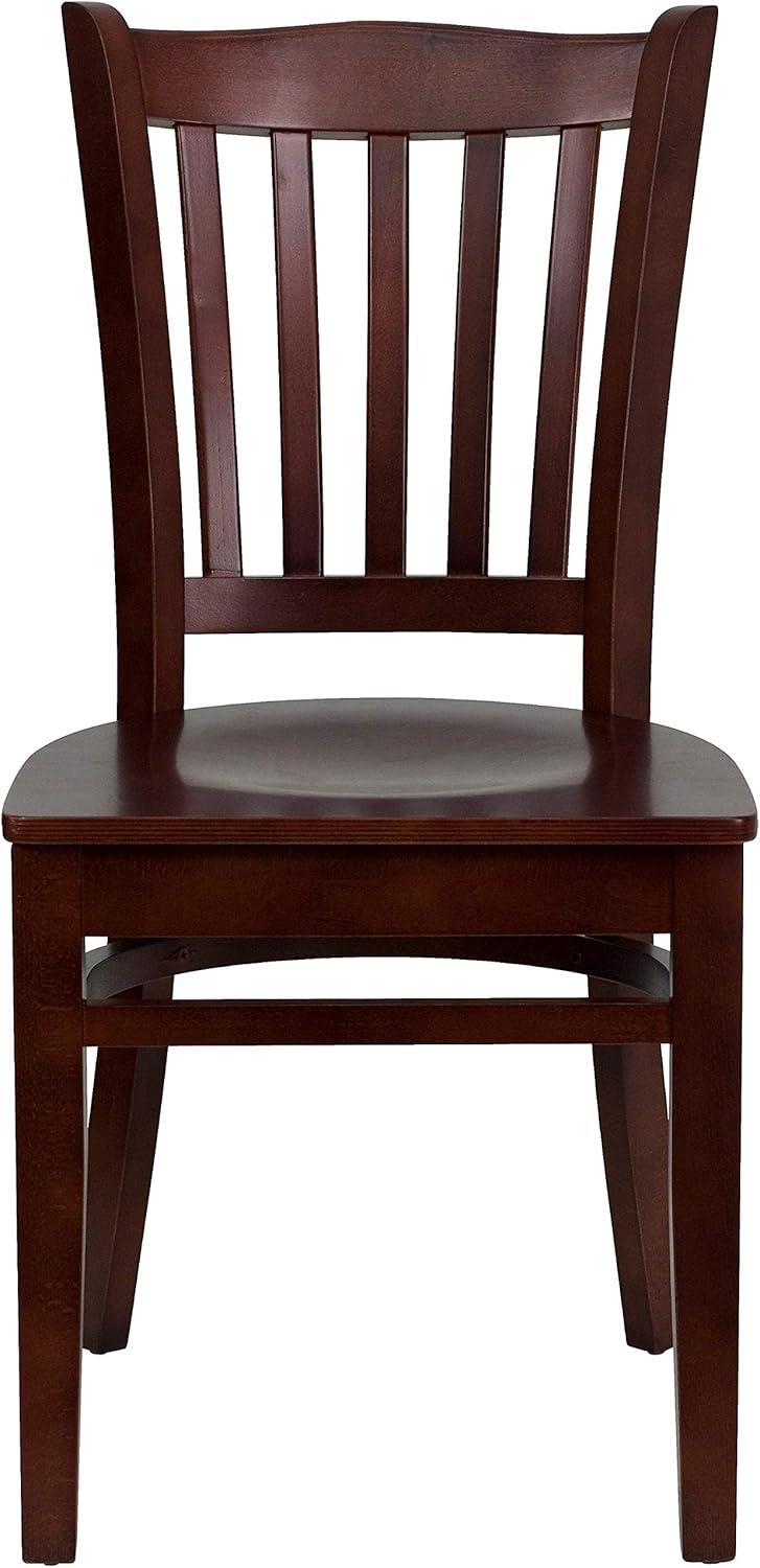 imageFlash Furniture HERCULES Series Vertical Slat Back Walnut Wood Restaurant ChairMahogany Wood SeatMahogany Wood Frame