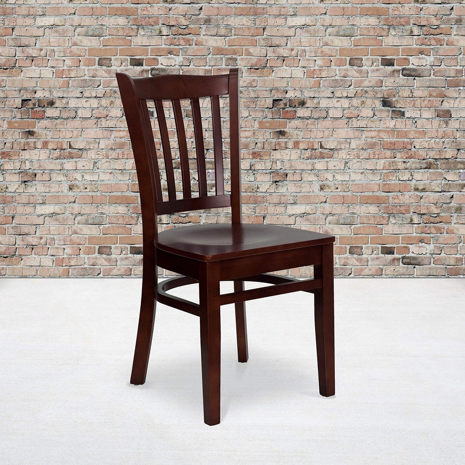 imageFlash Furniture HERCULES Series Vertical Slat Back Walnut Wood Restaurant ChairMahogany Wood SeatMahogany Wood Frame