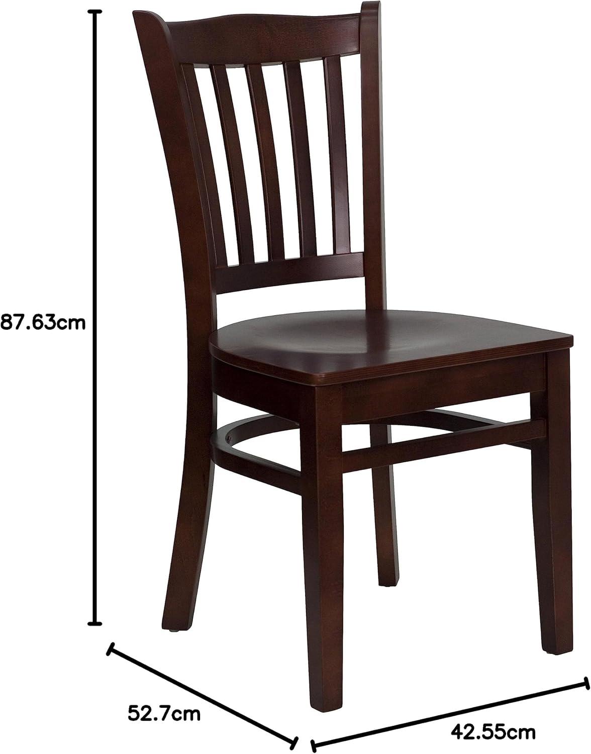 imageFlash Furniture HERCULES Series Vertical Slat Back Walnut Wood Restaurant ChairMahogany Wood SeatMahogany Wood Frame
