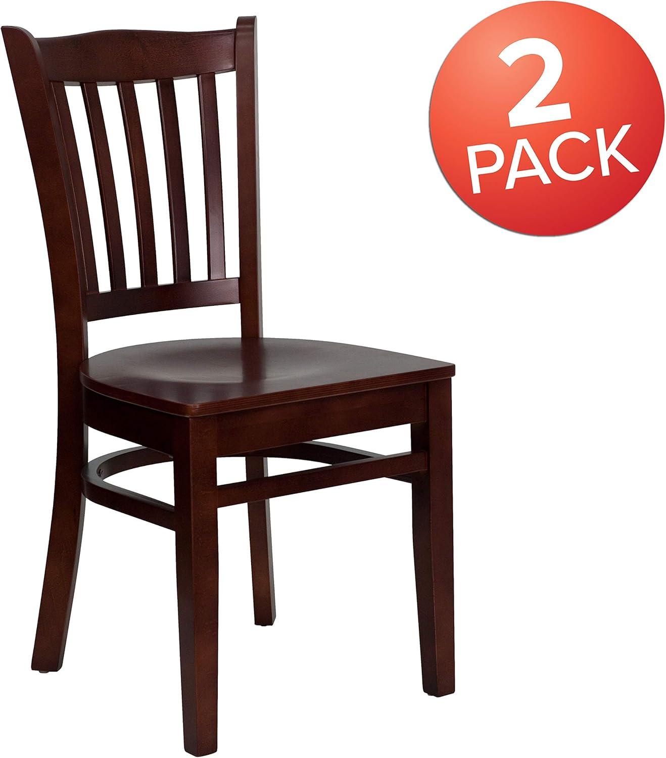 imageFlash Furniture HERCULES Series Vertical Slat Back Walnut Wood Restaurant ChairMahogany Wood SeatMahogany Wood Frame