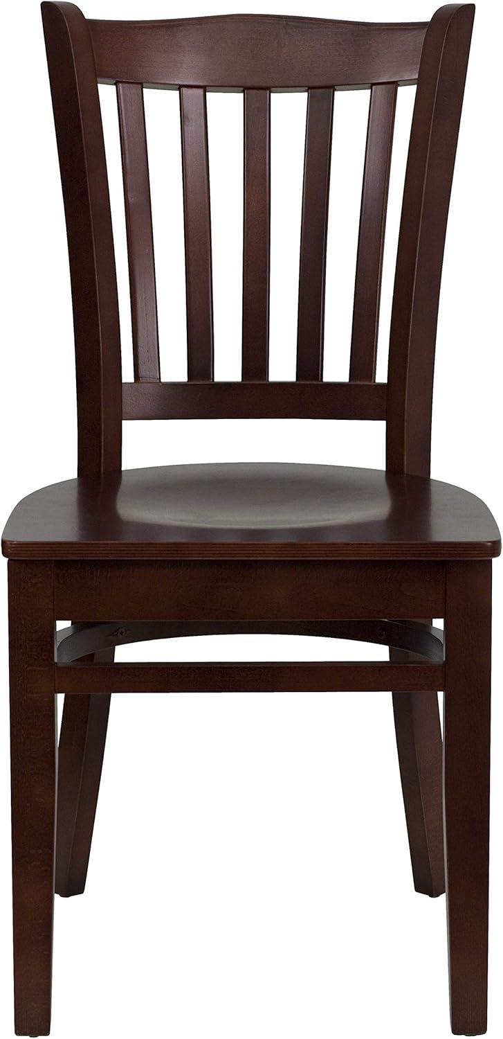 imageFlash Furniture HERCULES Series Vertical Slat Back Walnut Wood Restaurant ChairMahogany Wood SeatMahogany Wood Frame