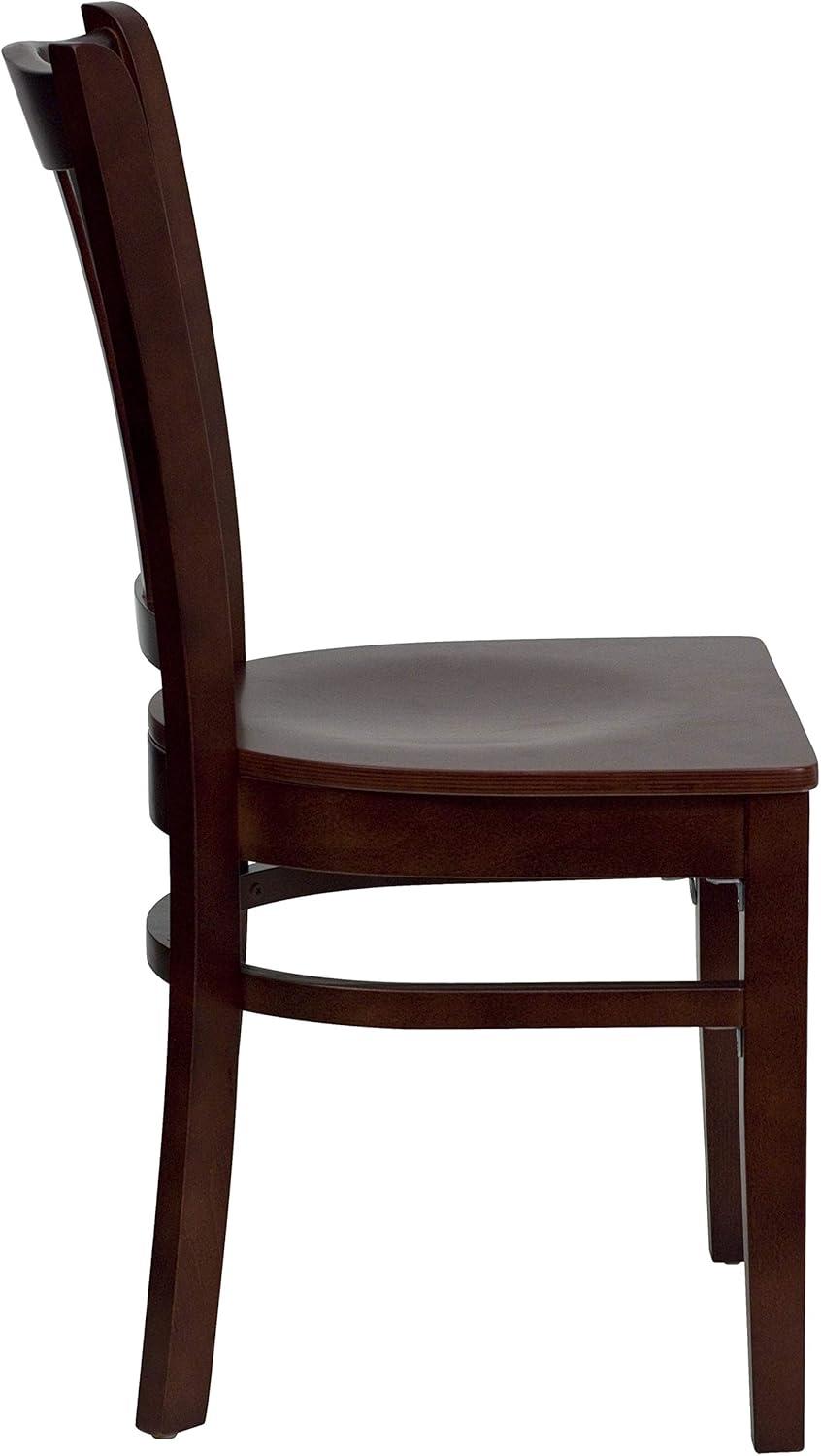 imageFlash Furniture HERCULES Series Vertical Slat Back Walnut Wood Restaurant ChairMahogany Wood SeatMahogany Wood Frame