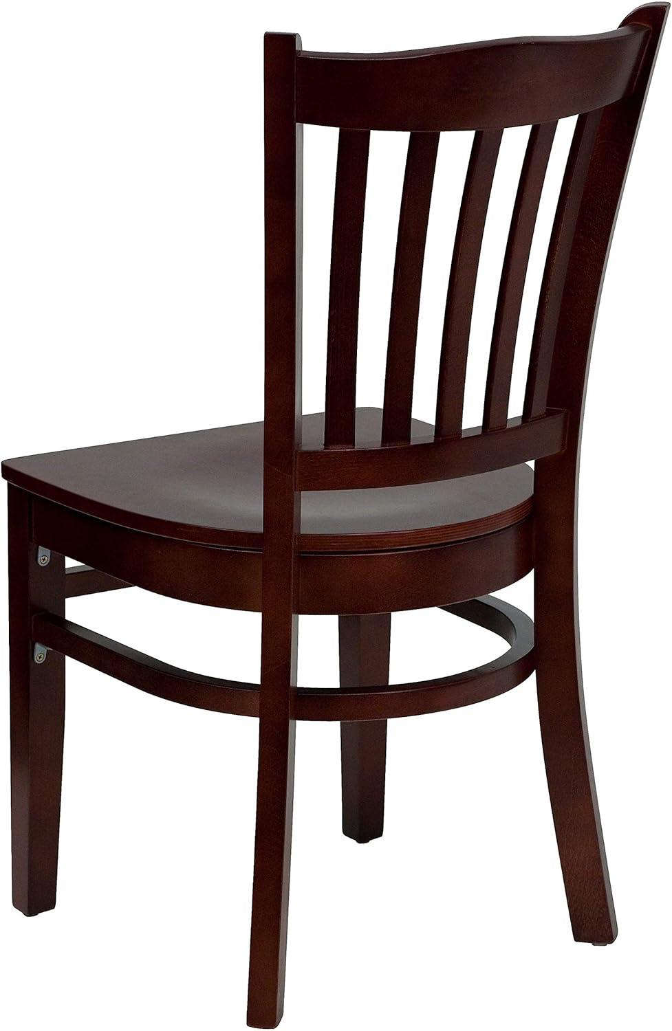 imageFlash Furniture HERCULES Series Vertical Slat Back Walnut Wood Restaurant ChairMahogany Wood SeatMahogany Wood Frame