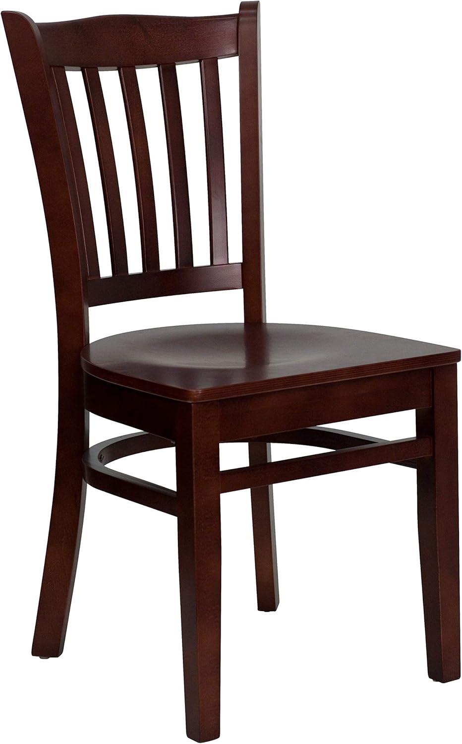 imageFlash Furniture HERCULES Series Vertical Slat Back Walnut Wood Restaurant ChairMahogany Wood SeatMahogany Wood Frame