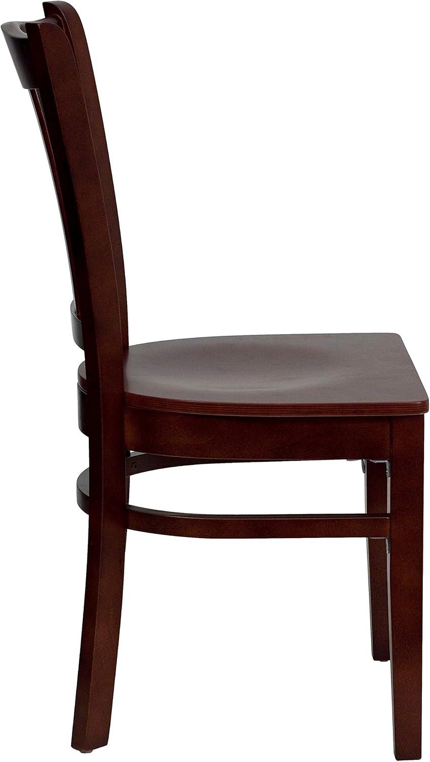 imageFlash Furniture HERCULES Series Vertical Slat Back Walnut Wood Restaurant ChairMahogany Wood SeatMahogany Wood Frame