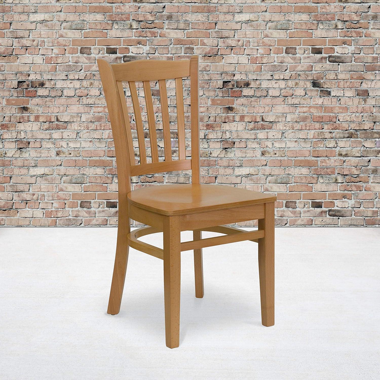 imageFlash Furniture HERCULES Series Vertical Slat Back Walnut Wood Restaurant ChairNatural Wood SeatNatural Wood Frame
