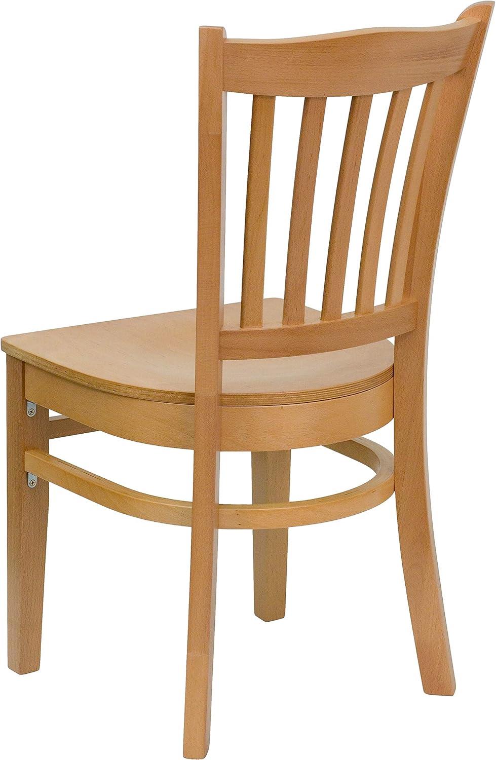 imageFlash Furniture HERCULES Series Vertical Slat Back Walnut Wood Restaurant ChairNatural Wood SeatNatural Wood Frame