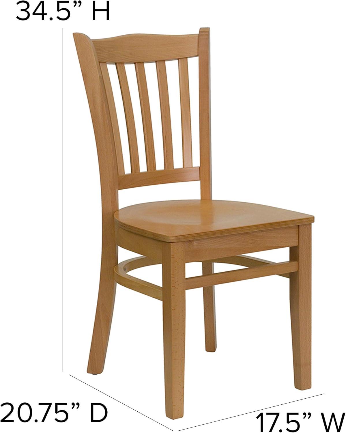 imageFlash Furniture HERCULES Series Vertical Slat Back Walnut Wood Restaurant ChairNatural Wood SeatNatural Wood Frame