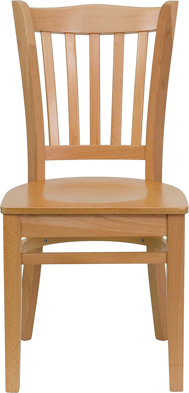 imageFlash Furniture HERCULES Series Vertical Slat Back Walnut Wood Restaurant ChairNatural Wood SeatNatural Wood Frame