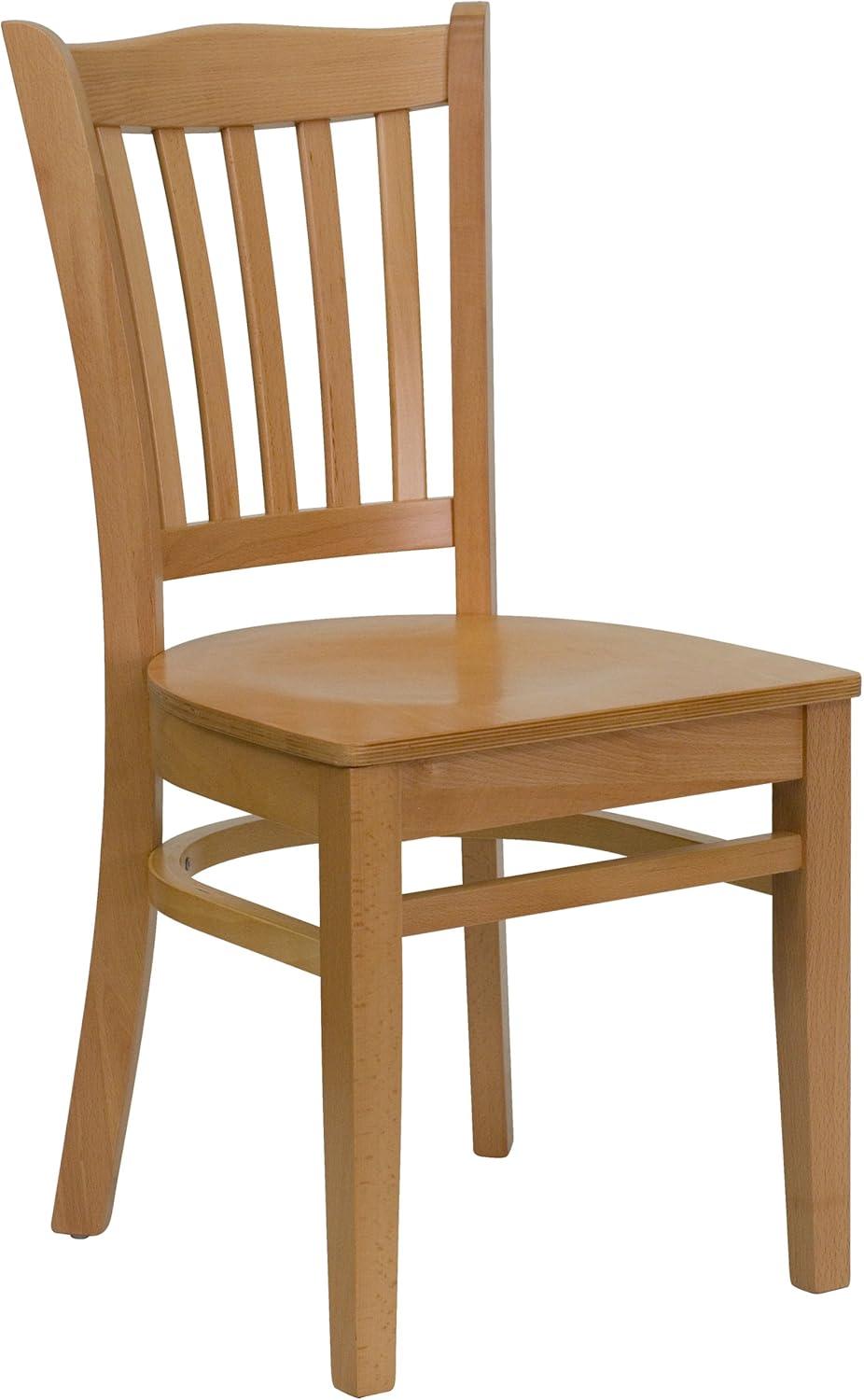 imageFlash Furniture HERCULES Series Vertical Slat Back Walnut Wood Restaurant ChairNatural Wood SeatNatural Wood Frame