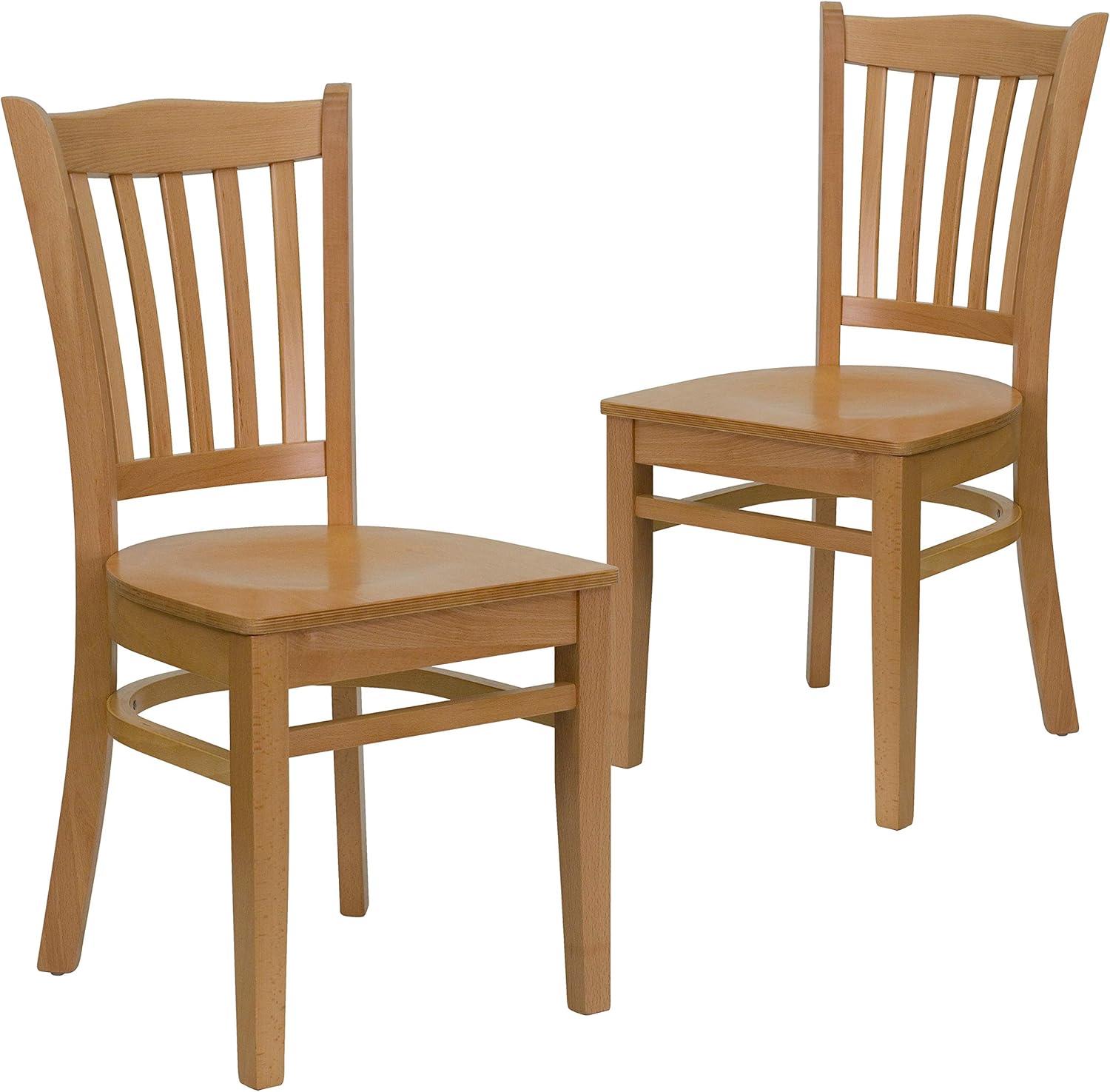 imageFlash Furniture HERCULES Series Vertical Slat Back Walnut Wood Restaurant ChairNatural Wood SeatNatural Wood Frame