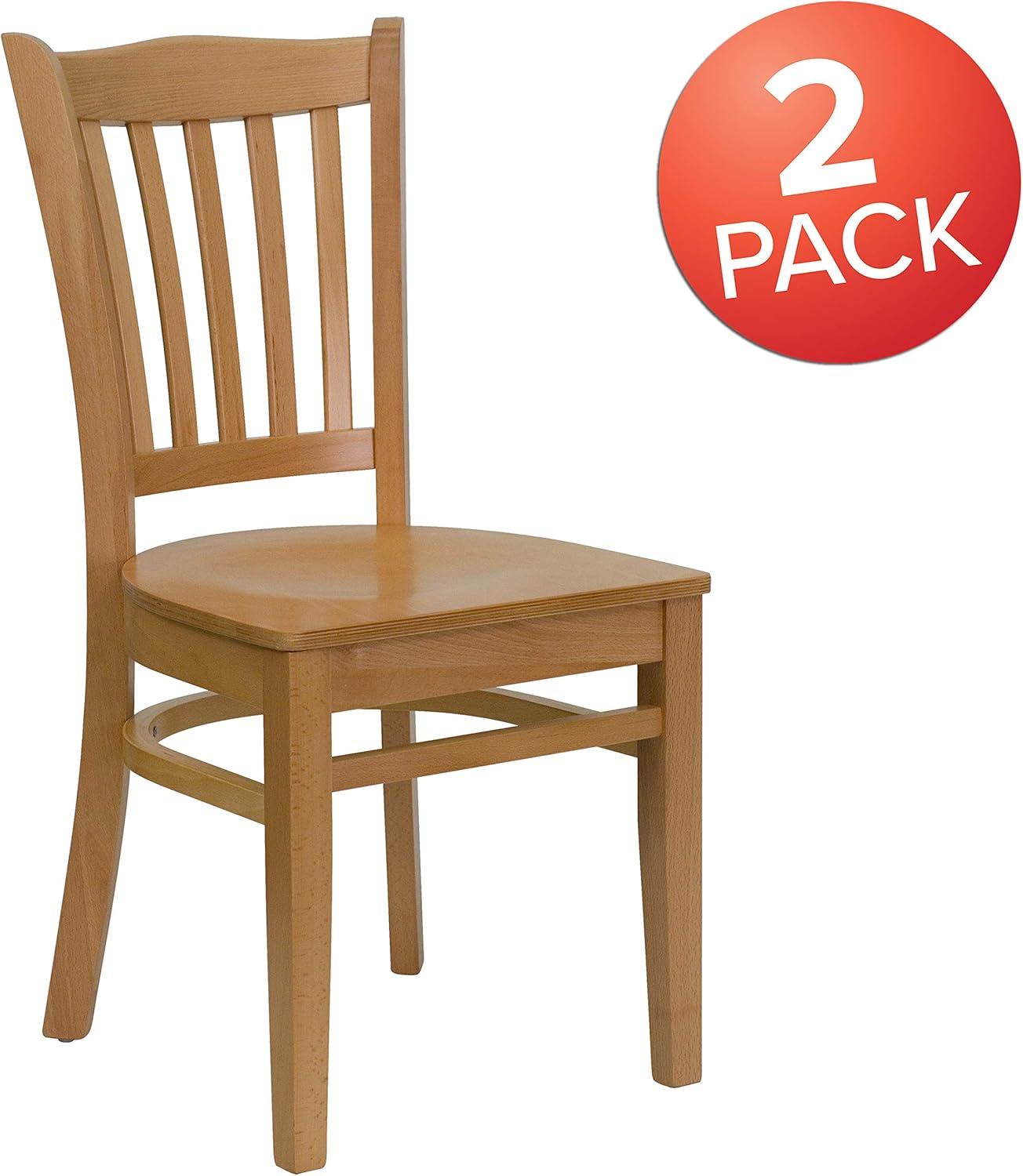 imageFlash Furniture HERCULES Series Vertical Slat Back Walnut Wood Restaurant ChairNatural Wood SeatNatural Wood Frame