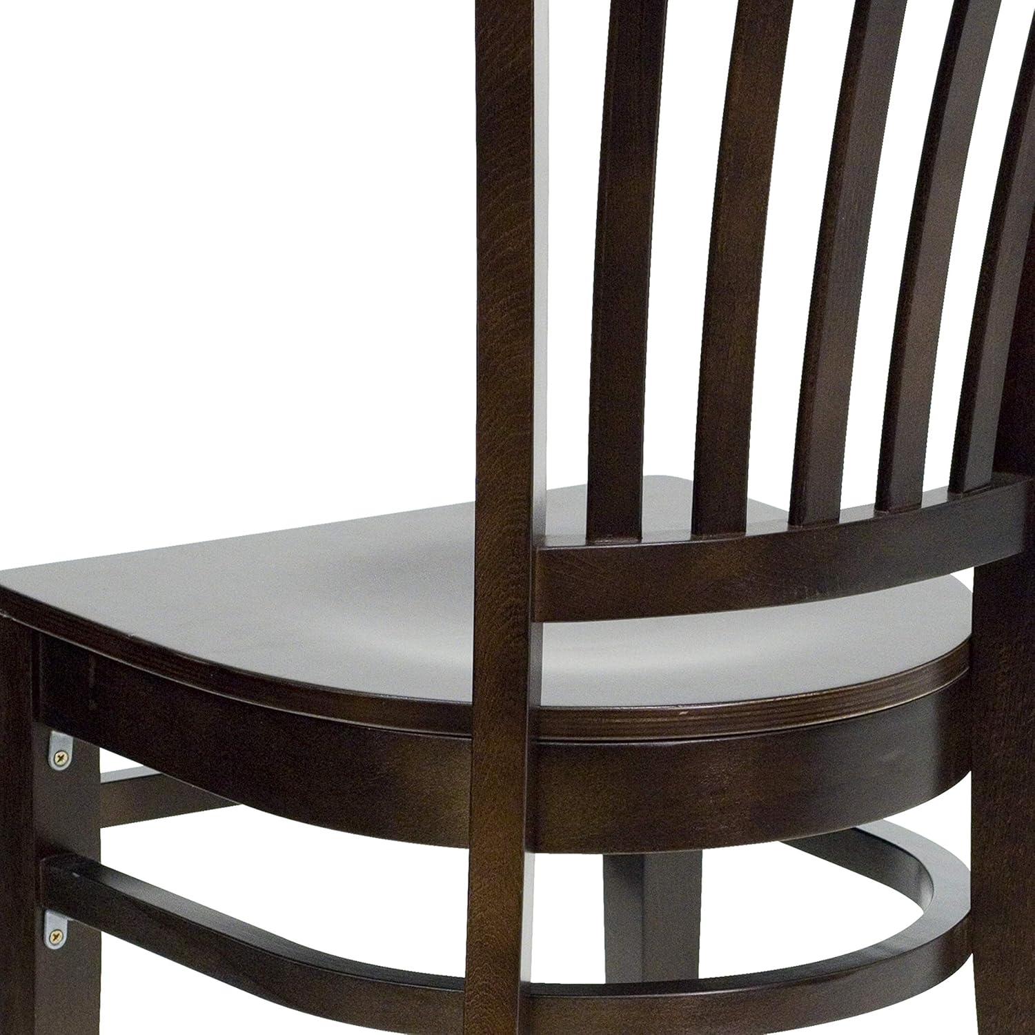 imageFlash Furniture HERCULES Series Vertical Slat Back Walnut Wood Restaurant ChairWalnut Wood SeatWalnut Wood Frame