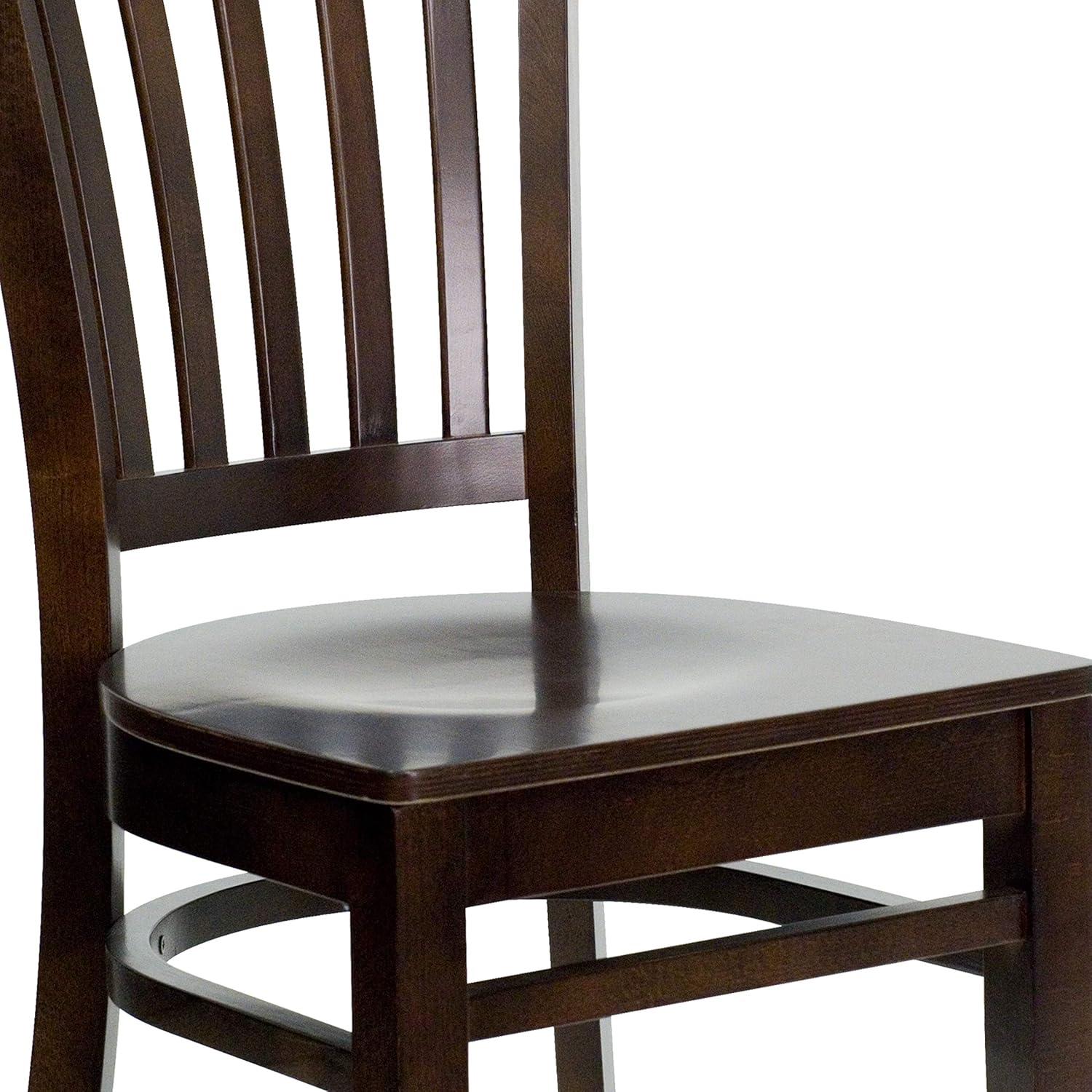 imageFlash Furniture HERCULES Series Vertical Slat Back Walnut Wood Restaurant ChairWalnut Wood SeatWalnut Wood Frame