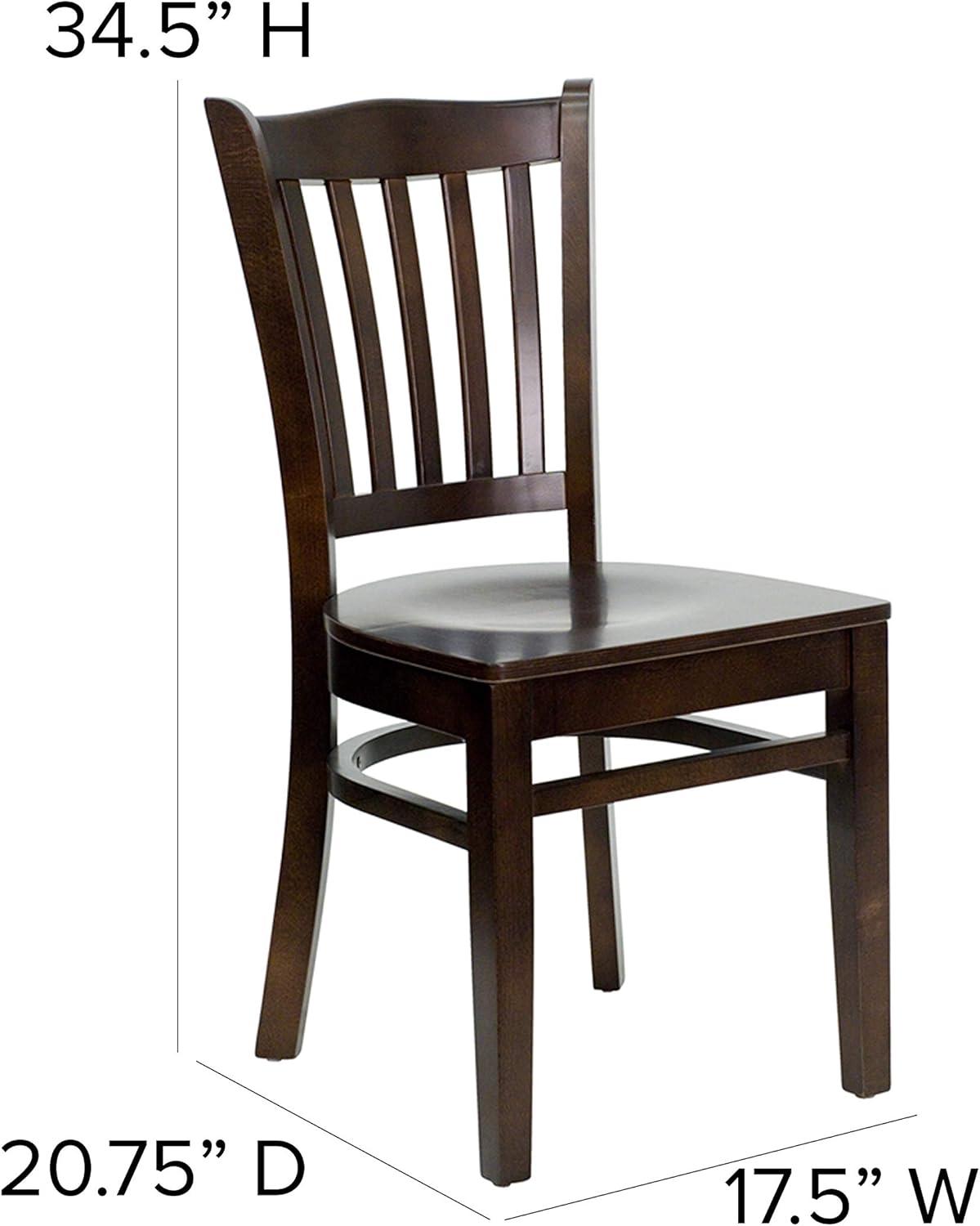 imageFlash Furniture HERCULES Series Vertical Slat Back Walnut Wood Restaurant ChairWalnut Wood SeatWalnut Wood Frame