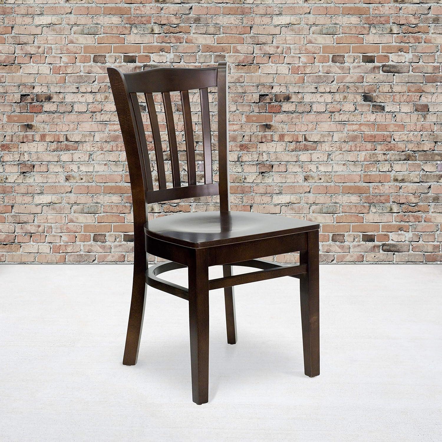 imageFlash Furniture HERCULES Series Vertical Slat Back Walnut Wood Restaurant ChairWalnut Wood SeatWalnut Wood Frame