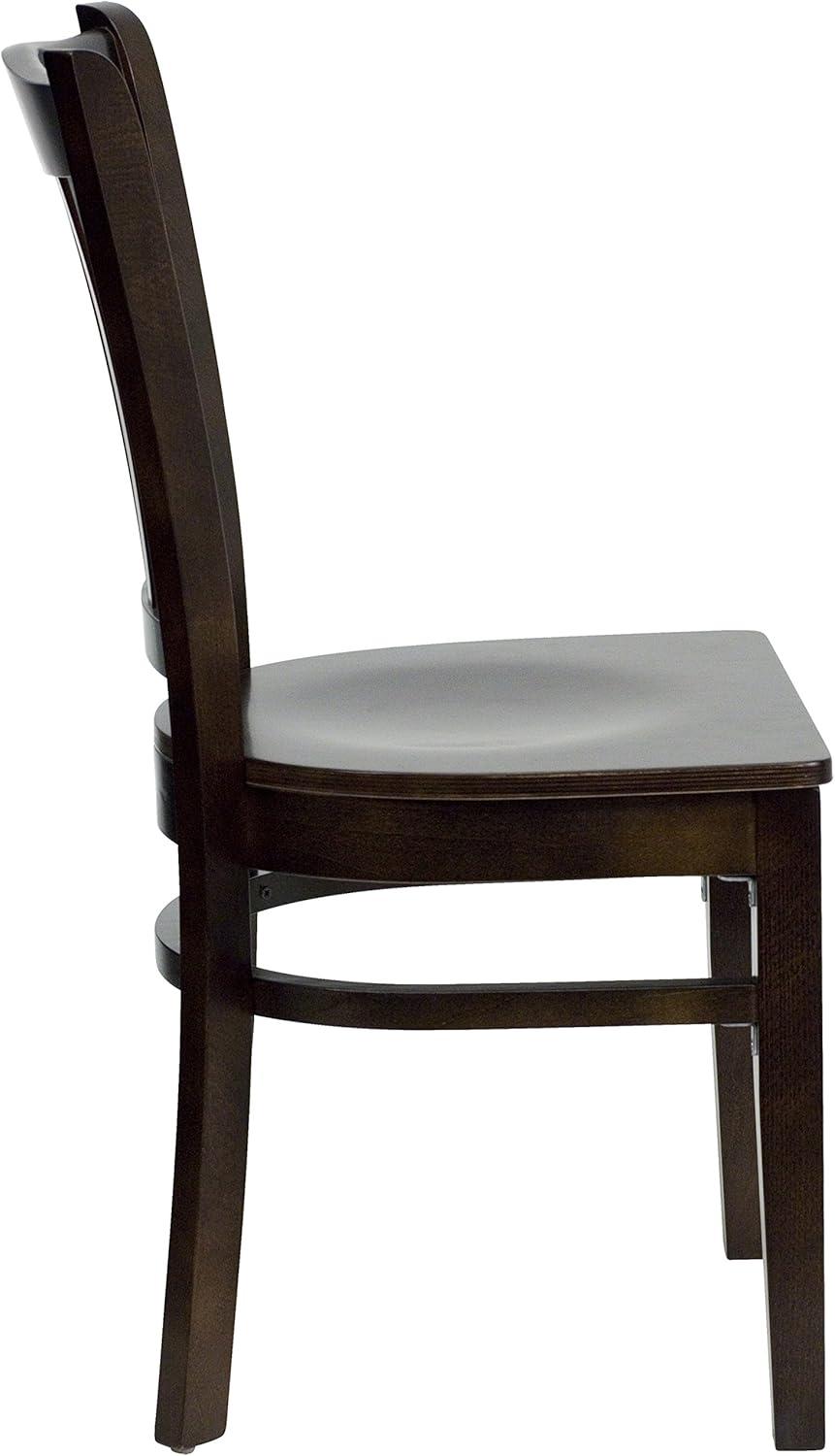 imageFlash Furniture HERCULES Series Vertical Slat Back Walnut Wood Restaurant ChairWalnut Wood SeatWalnut Wood Frame