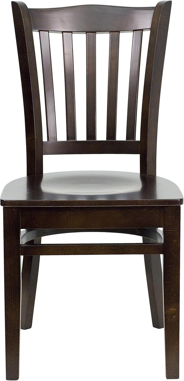 imageFlash Furniture HERCULES Series Vertical Slat Back Walnut Wood Restaurant ChairWalnut Wood SeatWalnut Wood Frame
