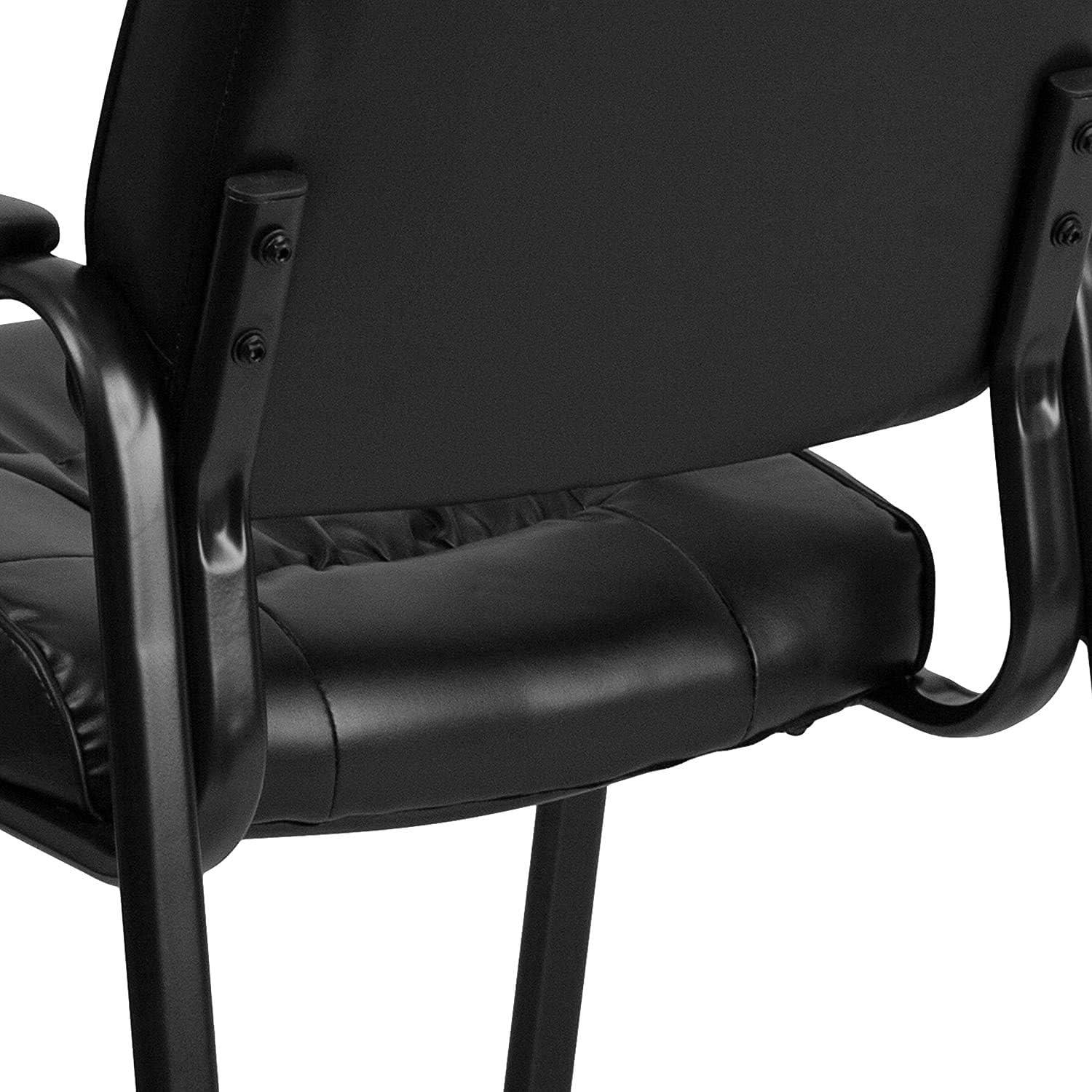 imageFlash Furniture Haeger White LeatherSoft Executive Side Reception Chair with Black Metal FrameBlack LeathersoftBlack Frame