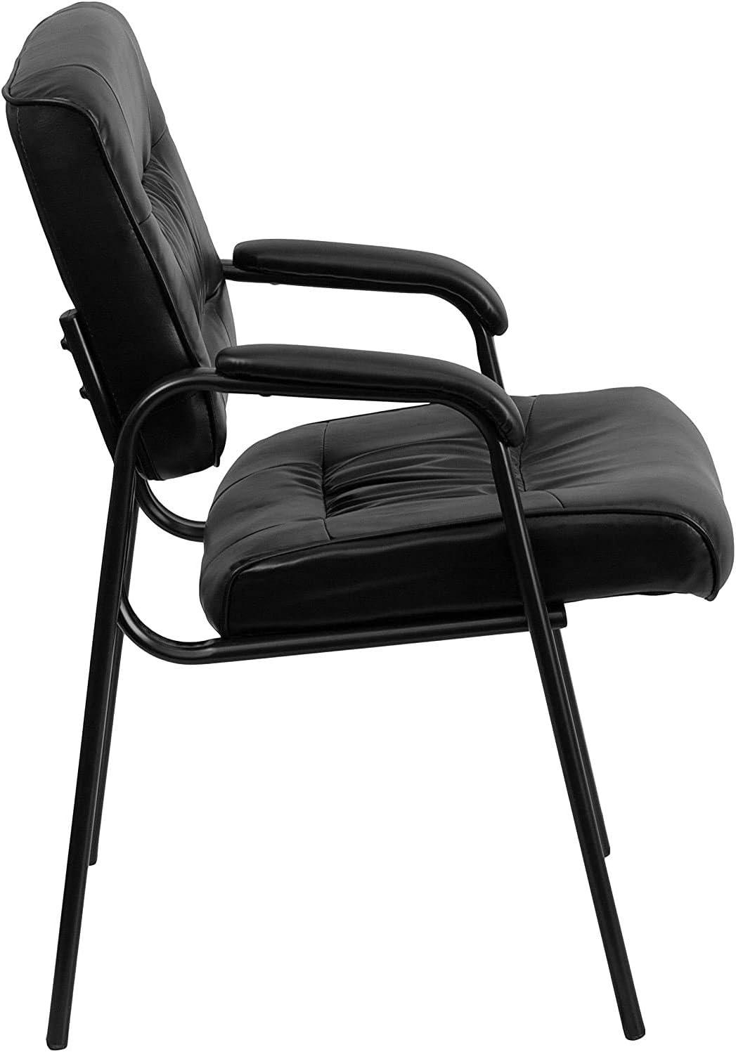 imageFlash Furniture Haeger White LeatherSoft Executive Side Reception Chair with Black Metal FrameBlack LeathersoftBlack Frame