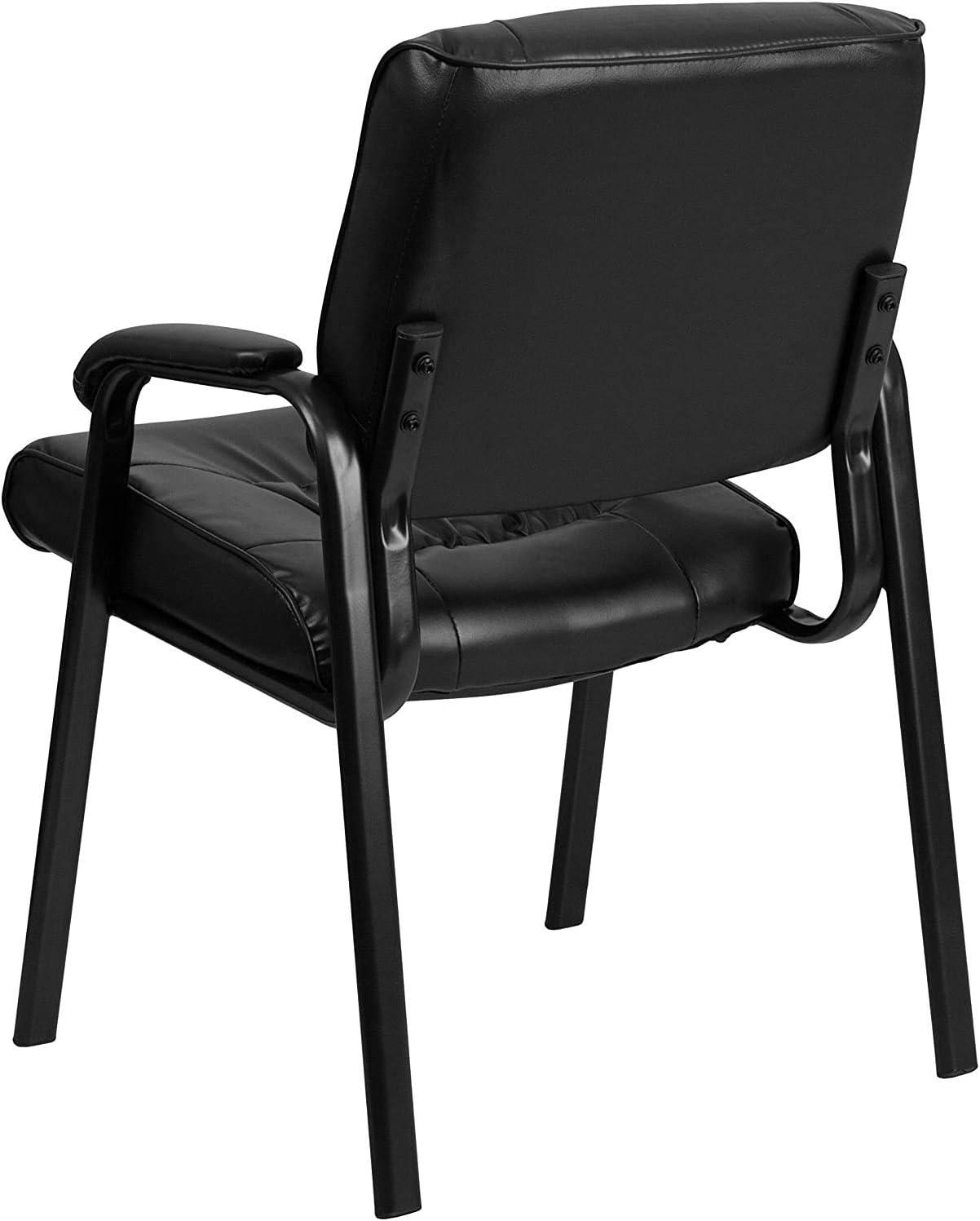 imageFlash Furniture Haeger White LeatherSoft Executive Side Reception Chair with Black Metal FrameBlack LeathersoftBlack Frame