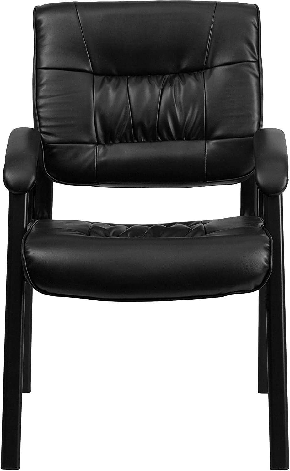 imageFlash Furniture Haeger White LeatherSoft Executive Side Reception Chair with Black Metal FrameBlack LeathersoftBlack Frame