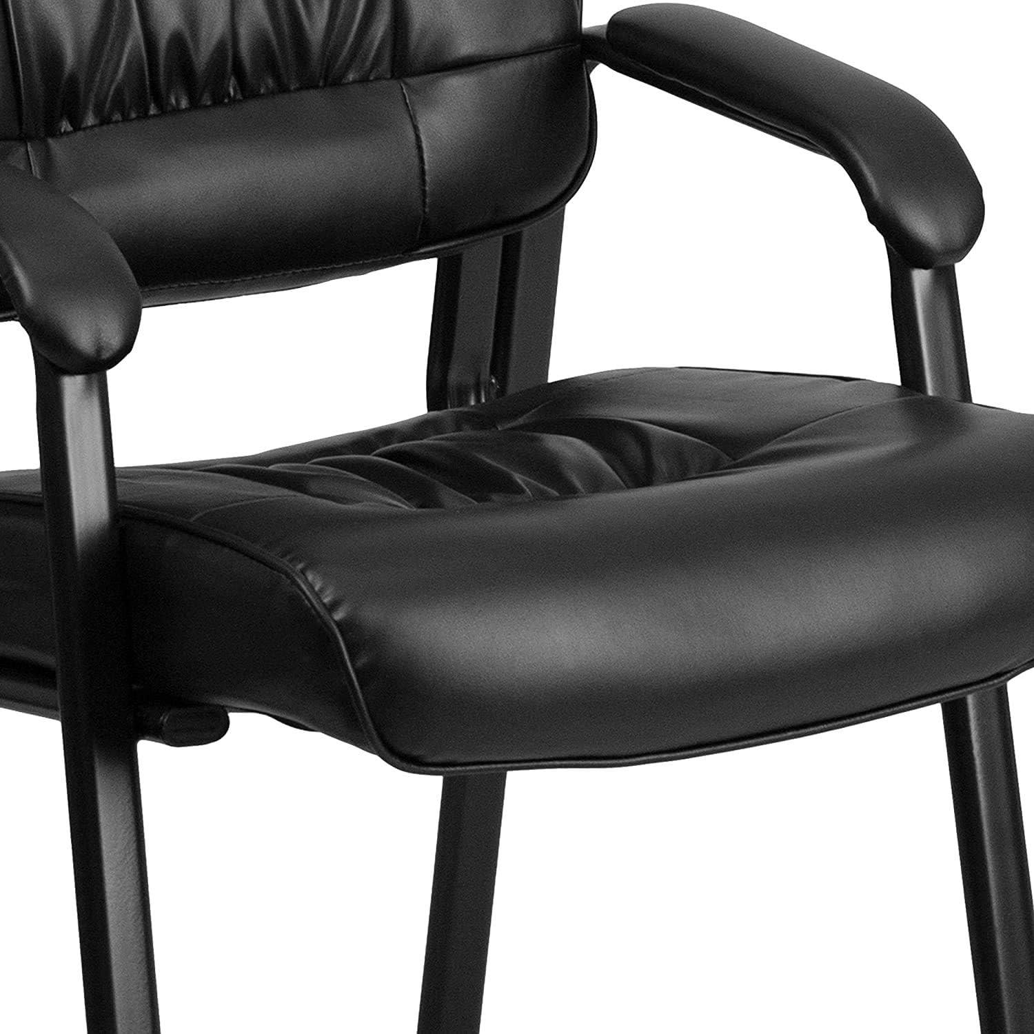 imageFlash Furniture Haeger White LeatherSoft Executive Side Reception Chair with Black Metal FrameBlack LeathersoftBlack Frame