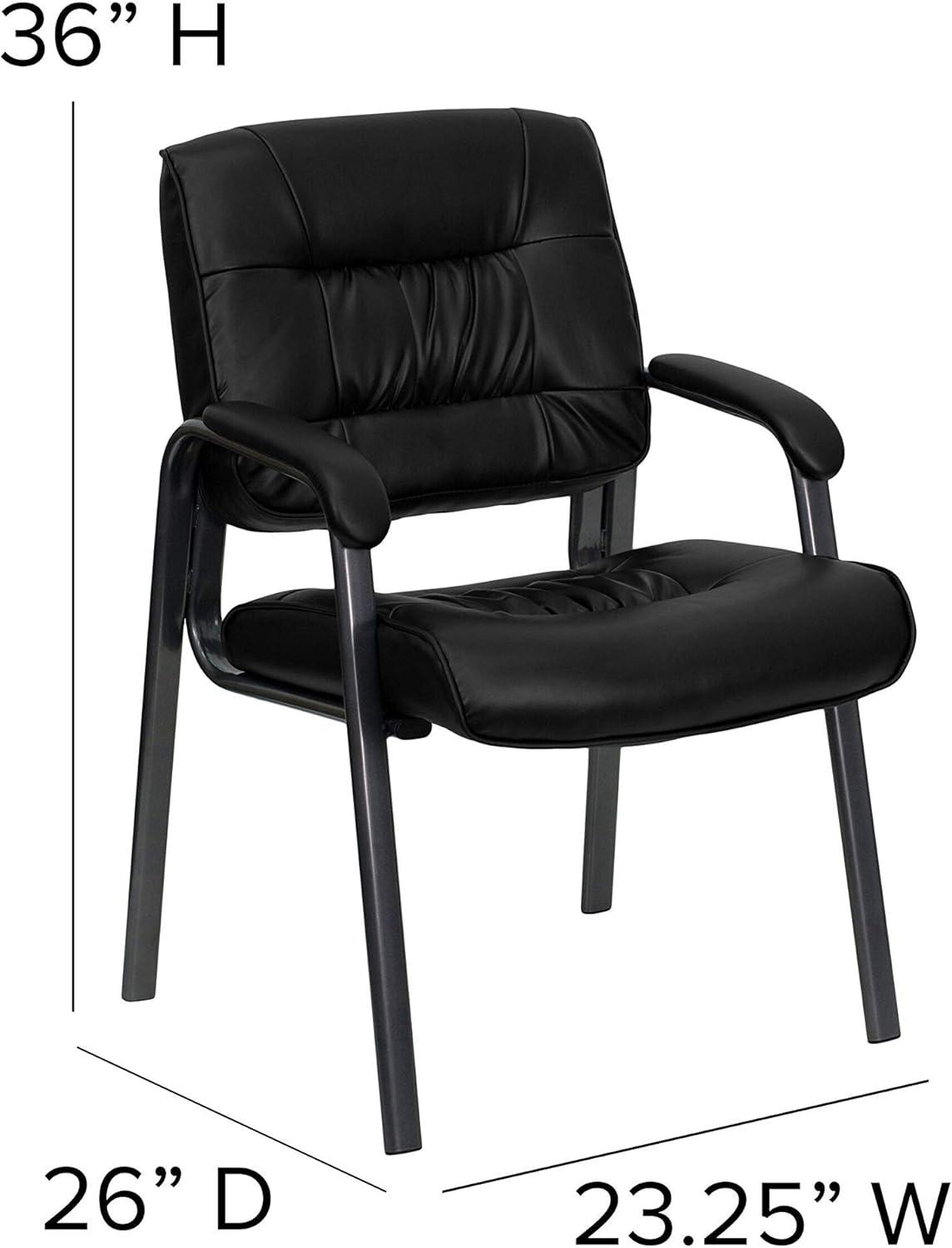 imageFlash Furniture Haeger White LeatherSoft Executive Side Reception Chair with Black Metal FrameBlack LeathersoftBlack Frame