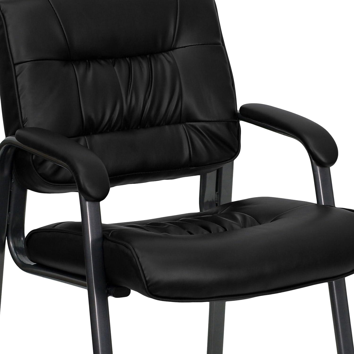 imageFlash Furniture Haeger White LeatherSoft Executive Side Reception Chair with Black Metal FrameBlack LeathersoftTitanium Frame