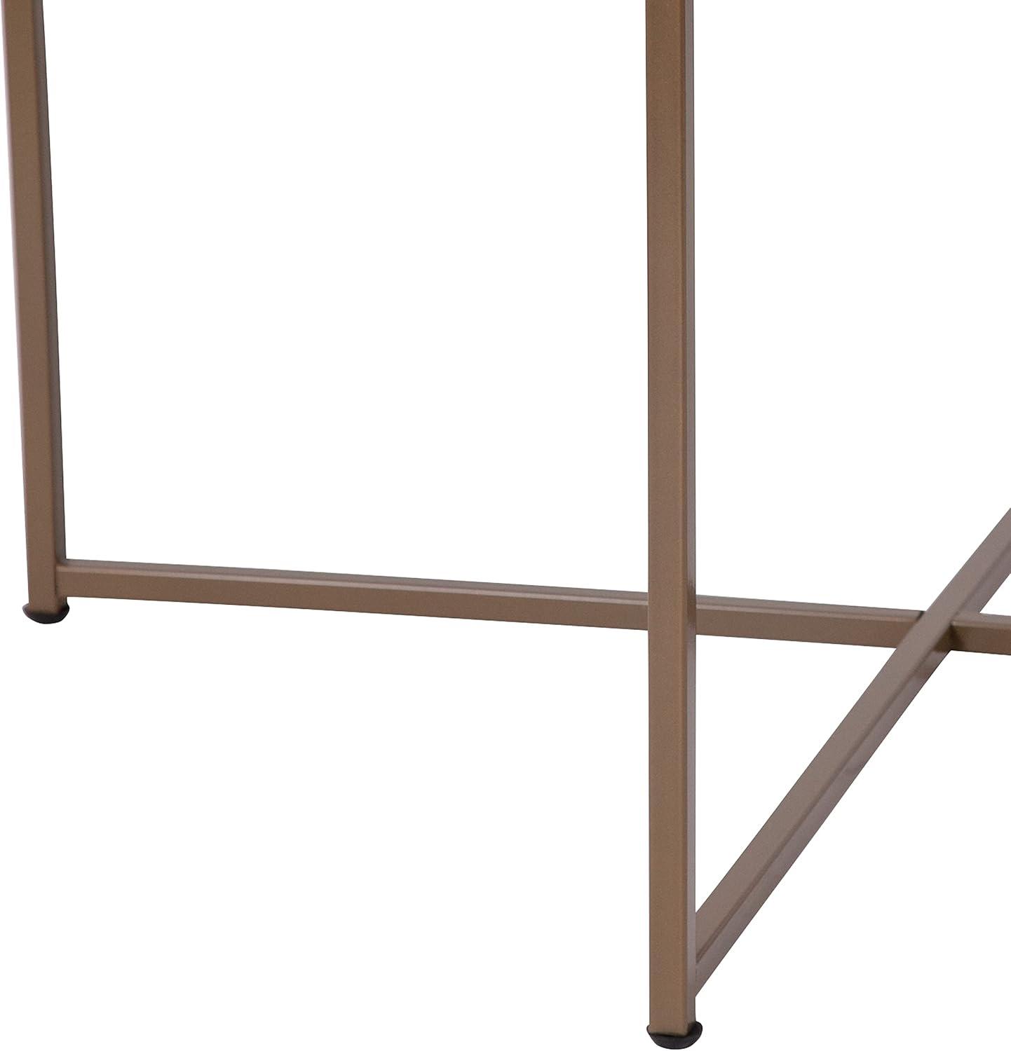 imageFlash Furniture Hampstead Collection Coffee Table Modern White Finish Coffee Table Crisscross Brushed Gold Frame