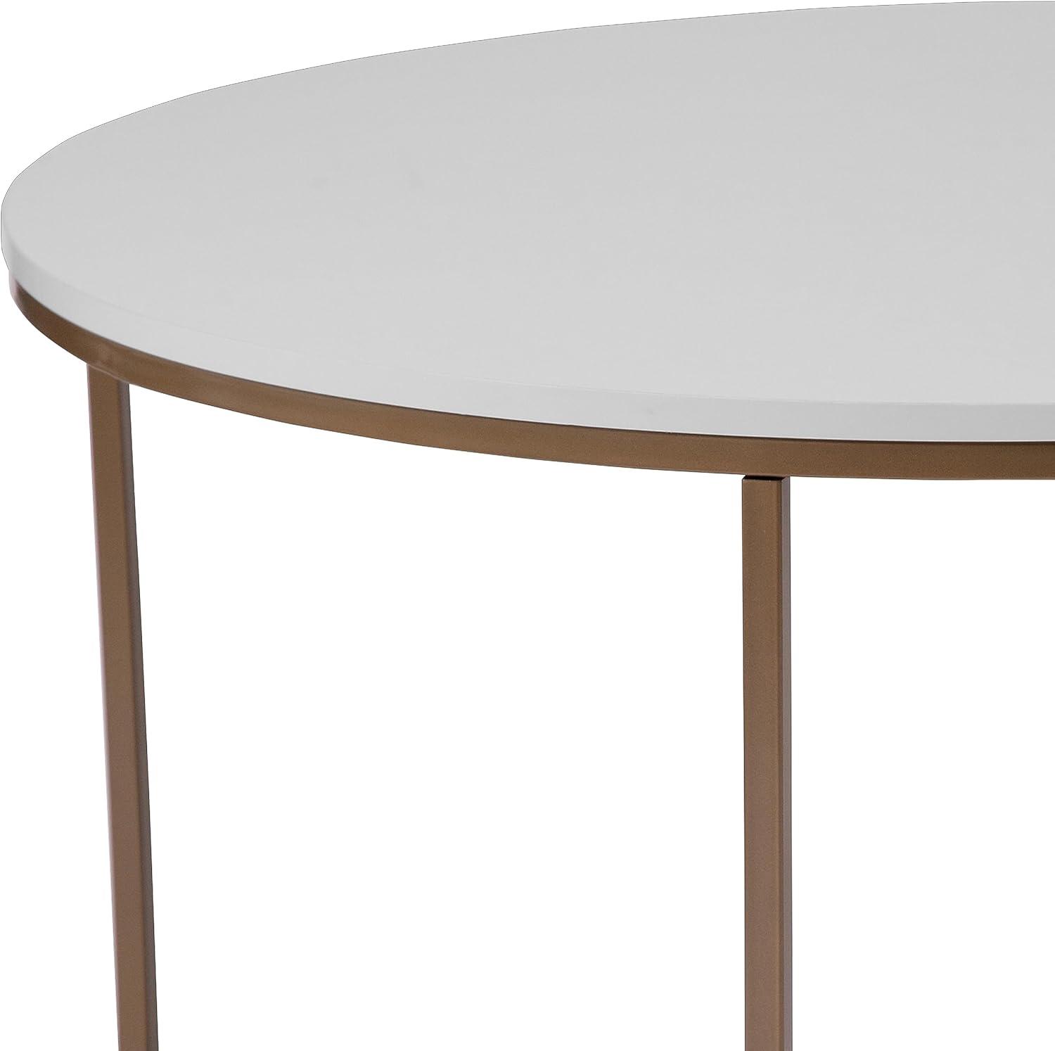 imageFlash Furniture Hampstead Collection Coffee Table Modern White Finish Coffee Table Crisscross Brushed Gold Frame