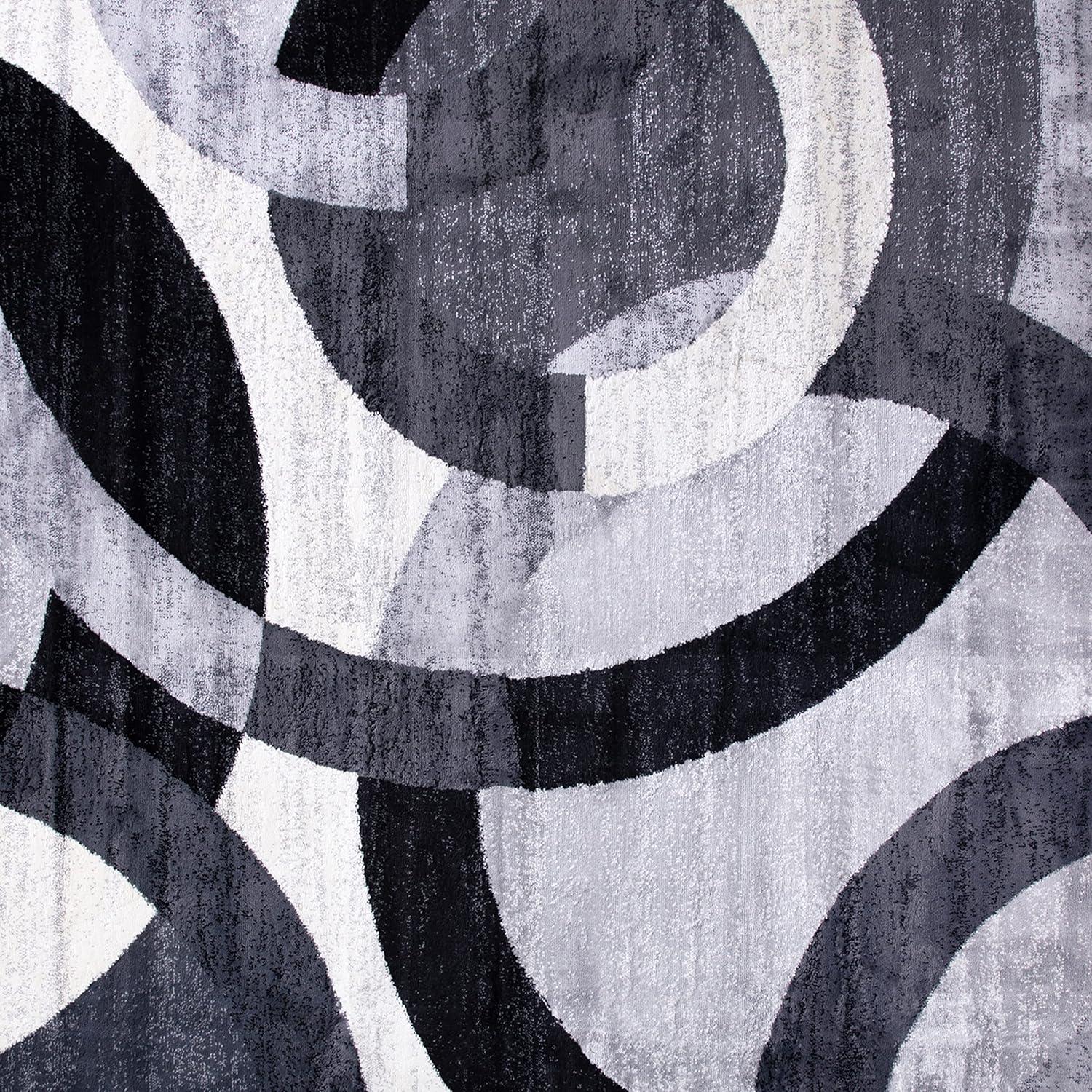 imageFlash Furniture Harken Collection 6 x 9 Geometric Area Rug Black and Gray Olefin Facing Jute Backing Living Room or Bedroom